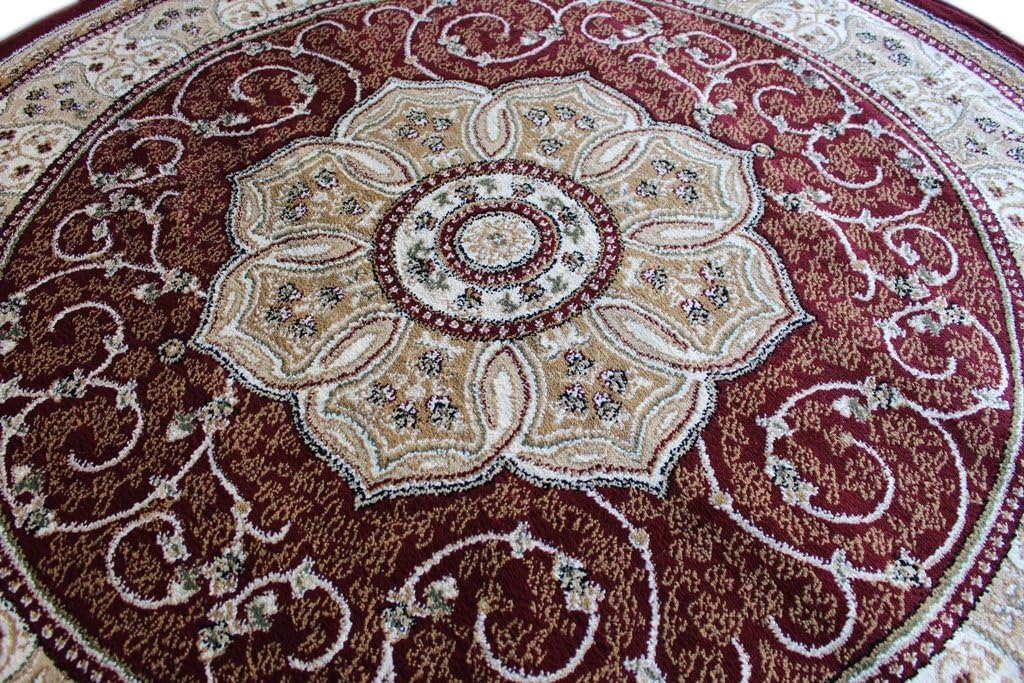 Masada Rugs – Alfombra tradicional con diseño 404 borgoña (7 pies 3 pulgadas x 7 pies 3 pulgadas) redonda