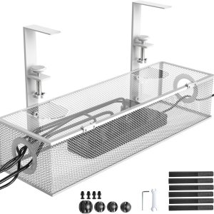 Caja de organización de cables para debajo del escritorio, bandeja de metal con tapa, caja de gestión de cables de metal para debajo del escritorio, Caja de organización de cables para debajo del escritorio, bandeja de metal con tapa, caja de gestión de cables de metal para debajo del escritorio,