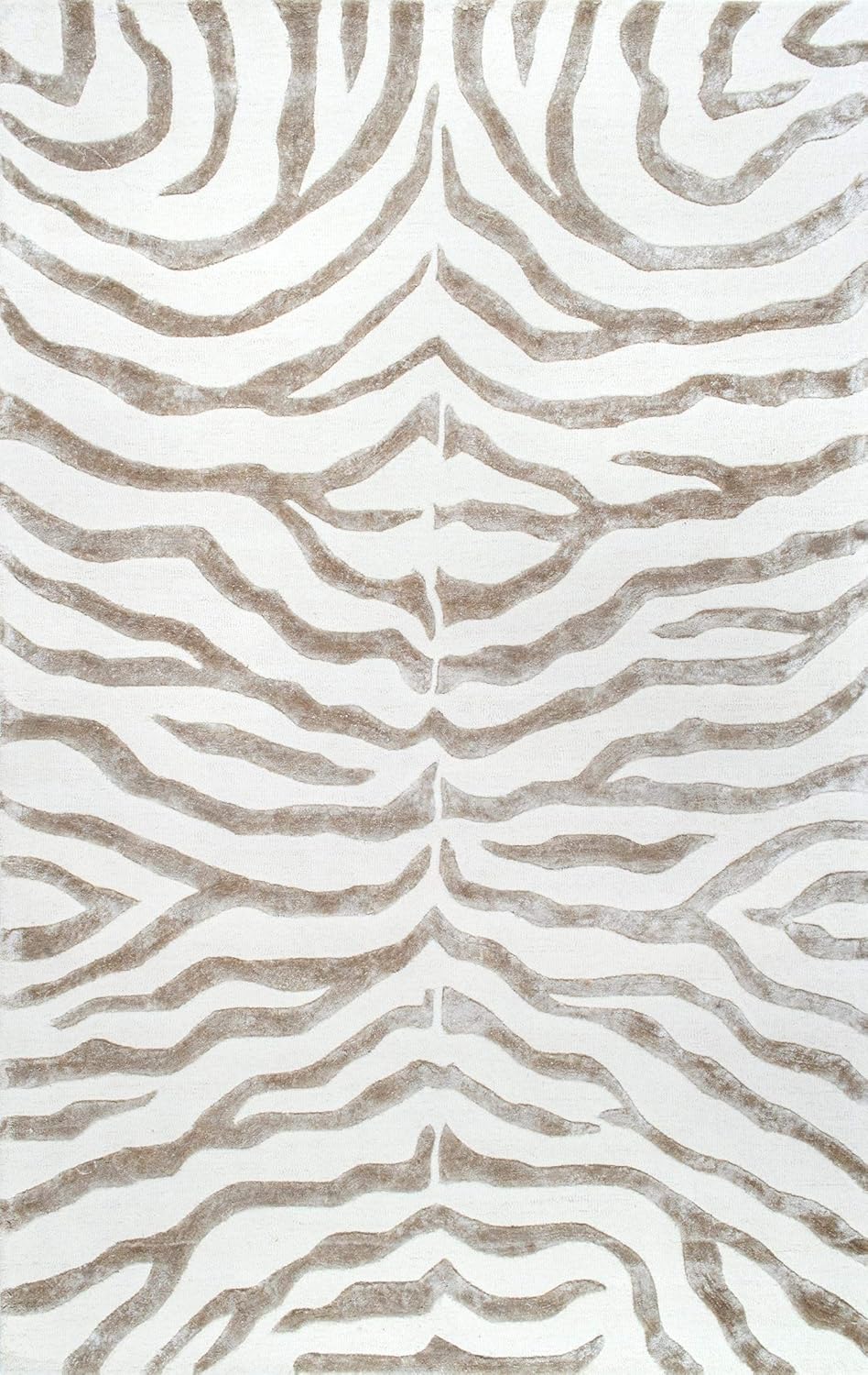 nuLOOM Alfombra decorativa de cebra de felpa copetuda a mano, 2 x 3, gris