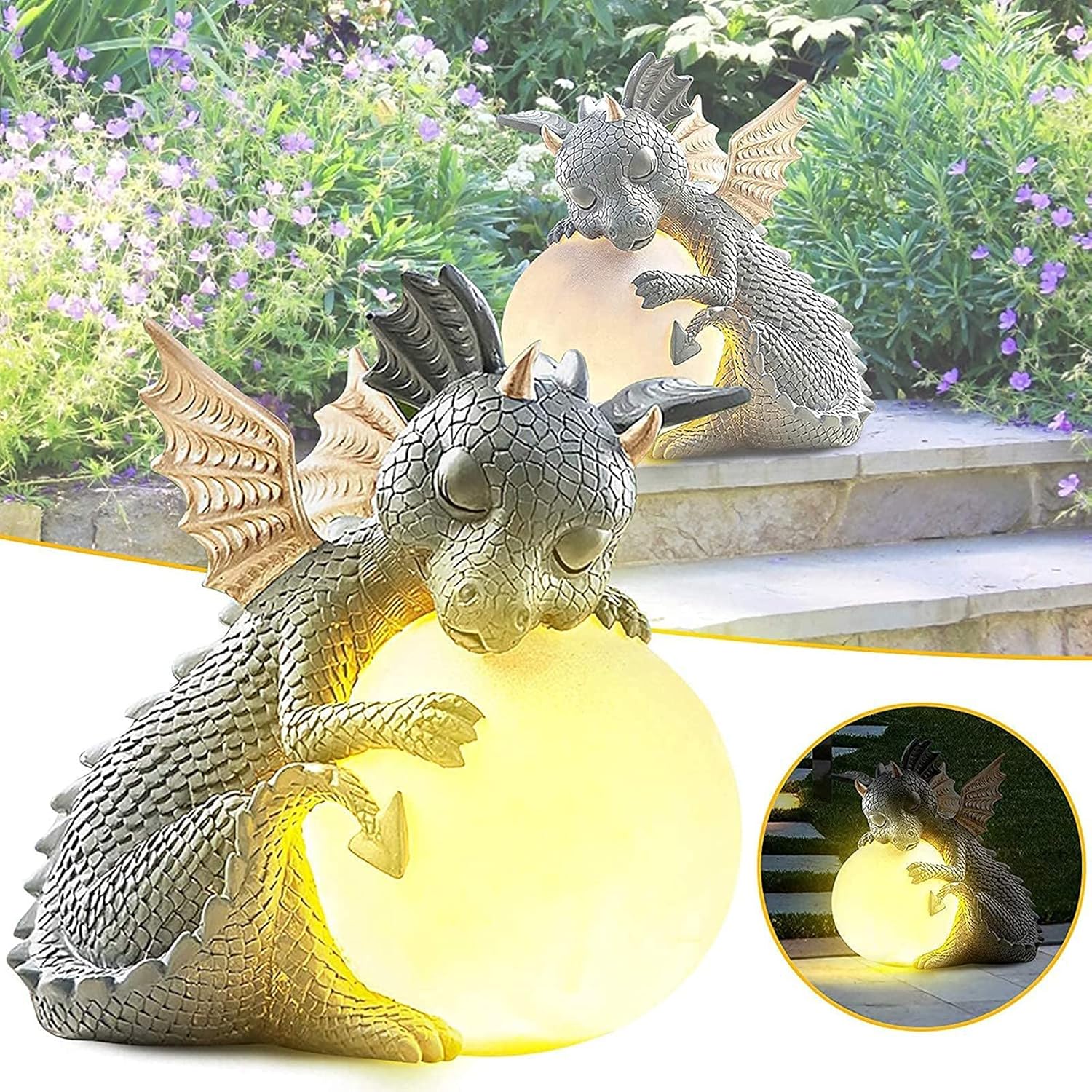 Estatua al aire libre del dragón de la meditación del dinosaurio, esculturas del jardín del dinosaurio de la resina estatuas del jardín de la luz