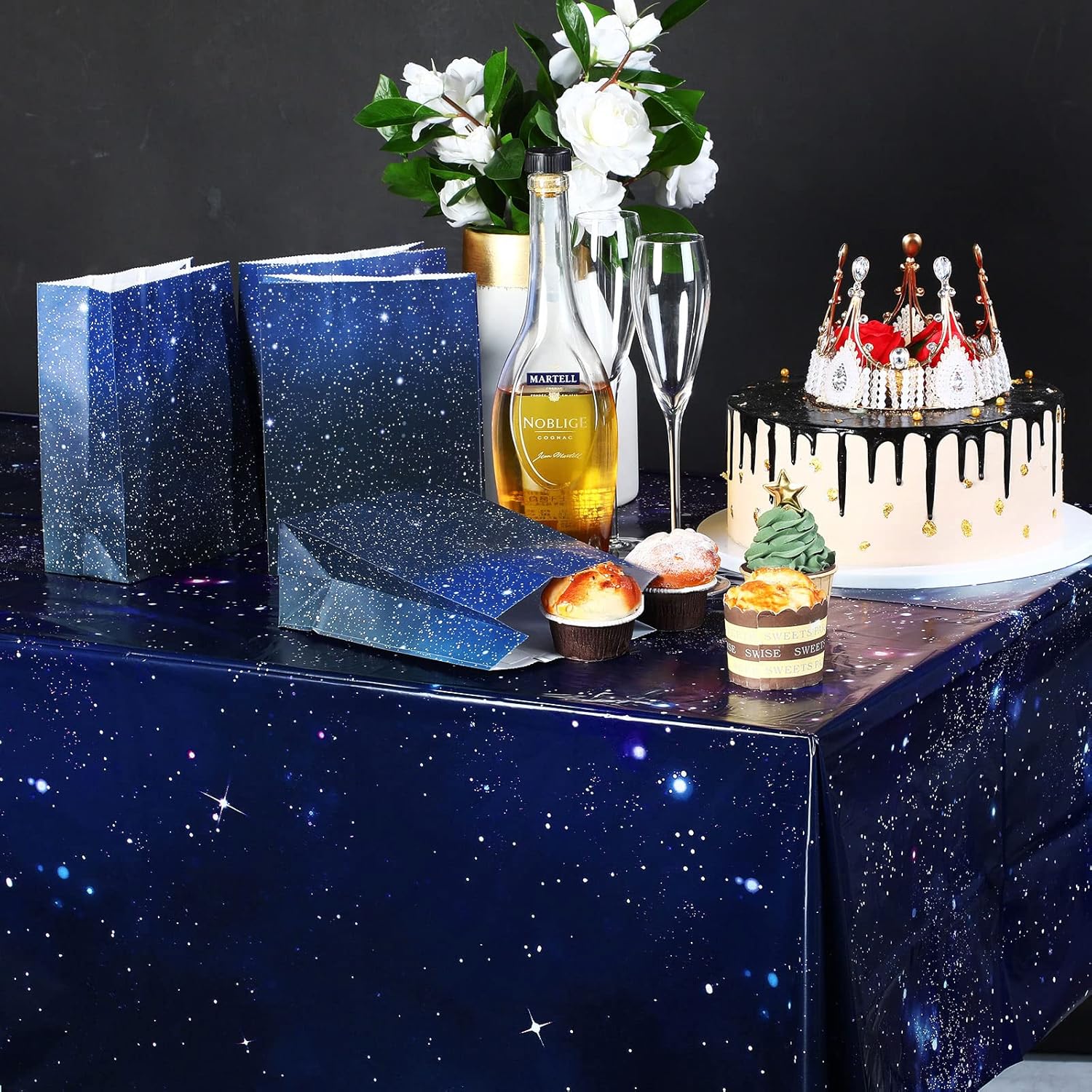 28 bolsas de fiesta espaciales, bolsas de regalo de galaxia, bolsas de regalo de noche estrellada, bolsas de regalos para el espacio exterior,