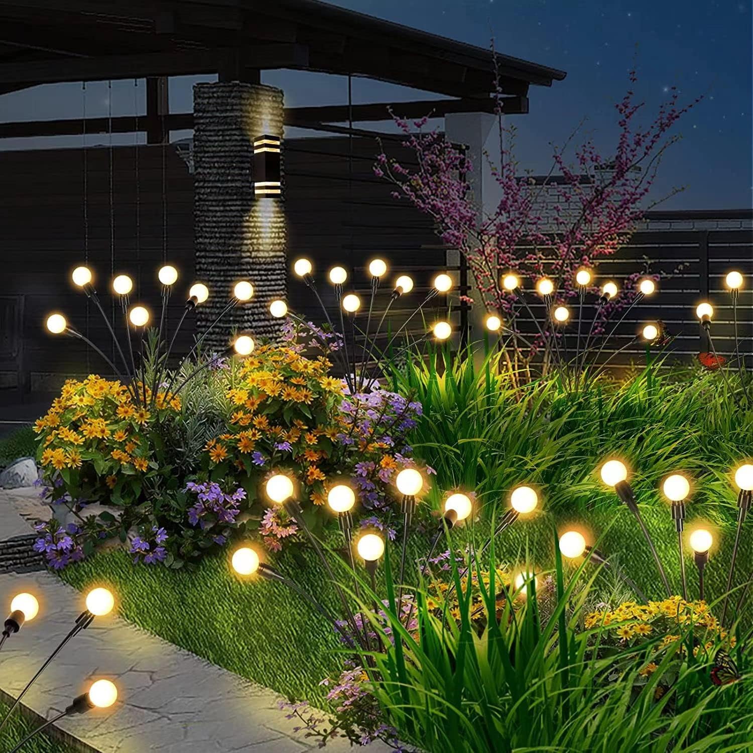 TYUWGMS Luces solares para exteriores, luces de luciérnaga de jardín, luces solares de jardín, decoración de hadas impermeables, luces solares para