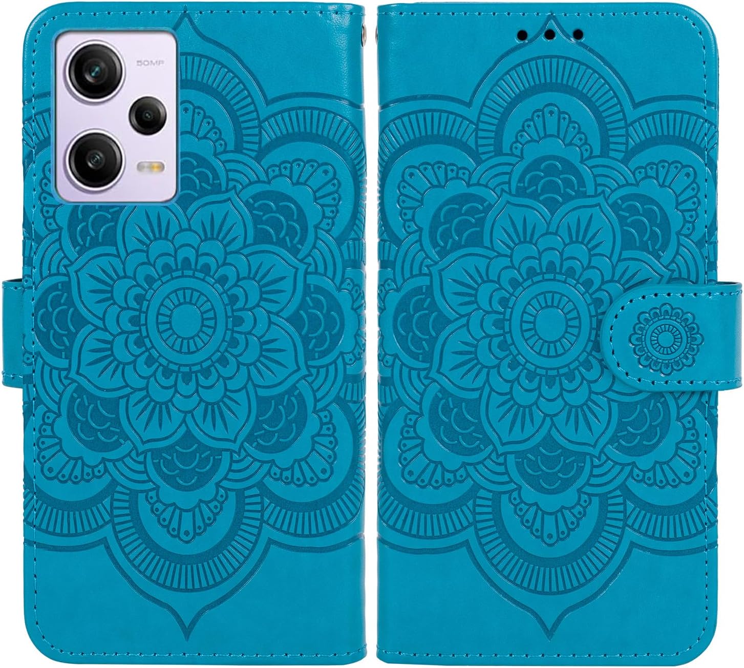 Funda para Redmi Note 12, Poco X5 5G 22111317PG Funda tipo cartera con protector de pantalla de vidrio templado, funda de piel con mandala para