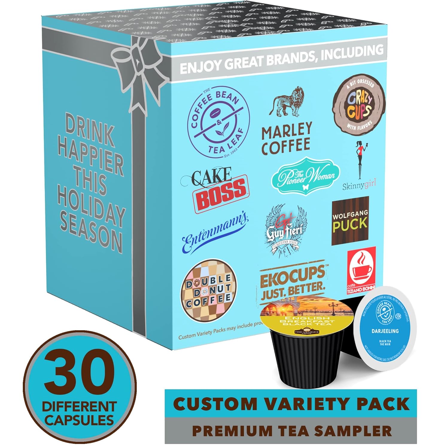 Paquete variado de té surtido que incluye té verde, té negro, té Earl Grey y té de hierbas, cápsulas de té de una sola porción para máquinas Keurig