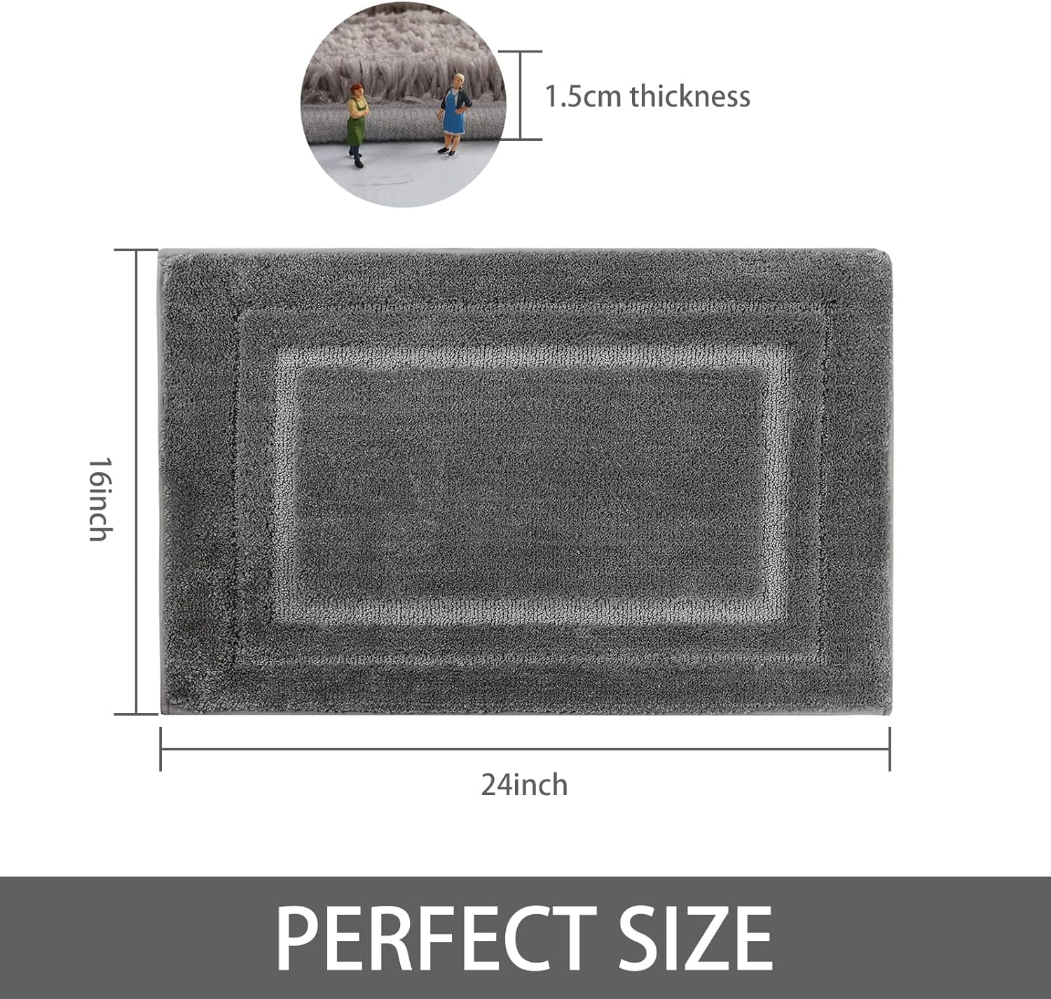 HOmatME Alfombra de baño, microfibra súper suave y absorbente de agua, antideslizante, peluda, alfombra para bañera, ducha, baño, lavable a máquina,