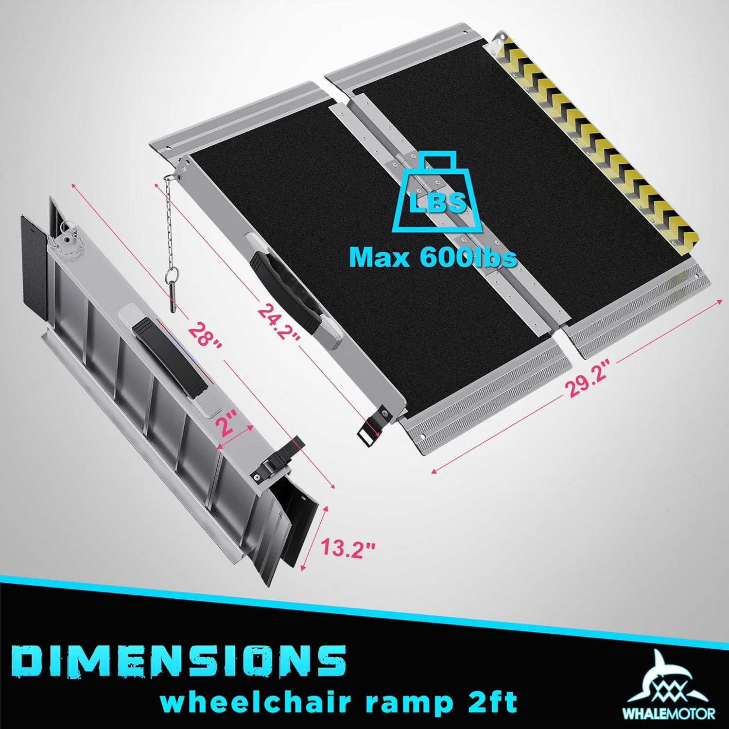 Rampa portátil para silla de ruedas de 2 pies, rampa portátil plegable de aluminio antideslizante, rampas para sillas de ruedas para el hogar,