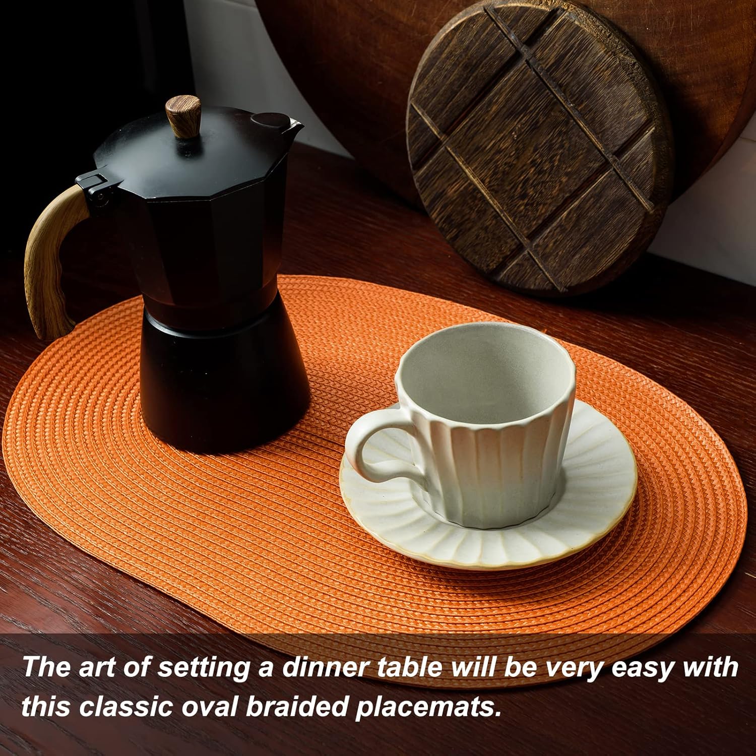 AHHFSMEI Juego de 6 manteles individuales para mesa de comedor, lavables, tejidos, de vinilo, antideslizantes, resistentes al calor, duraderos, para