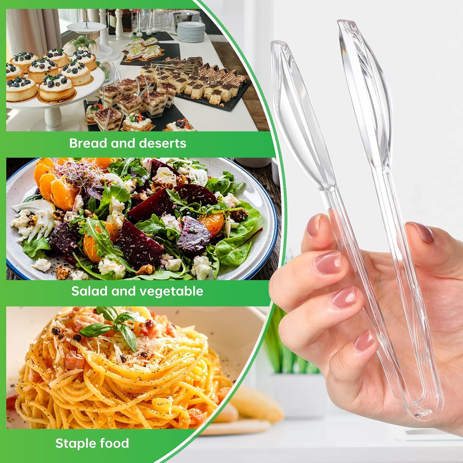 Pinzas de plástico para servir de 6 pulgadas, utensilios de servir festoneados a granel, accesorios de charcutería, pinzas resistentes para cocinar