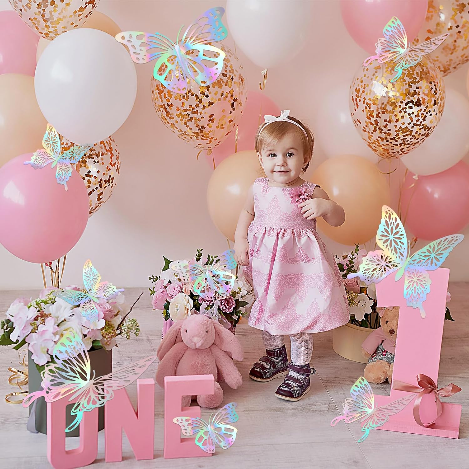 Yeaqee Juego de 24 piezas de decoración de pared de mariposas grandes en 3D, 2 tamaños y 3 estilos, calcomanías grandes para cumpleaños, baby