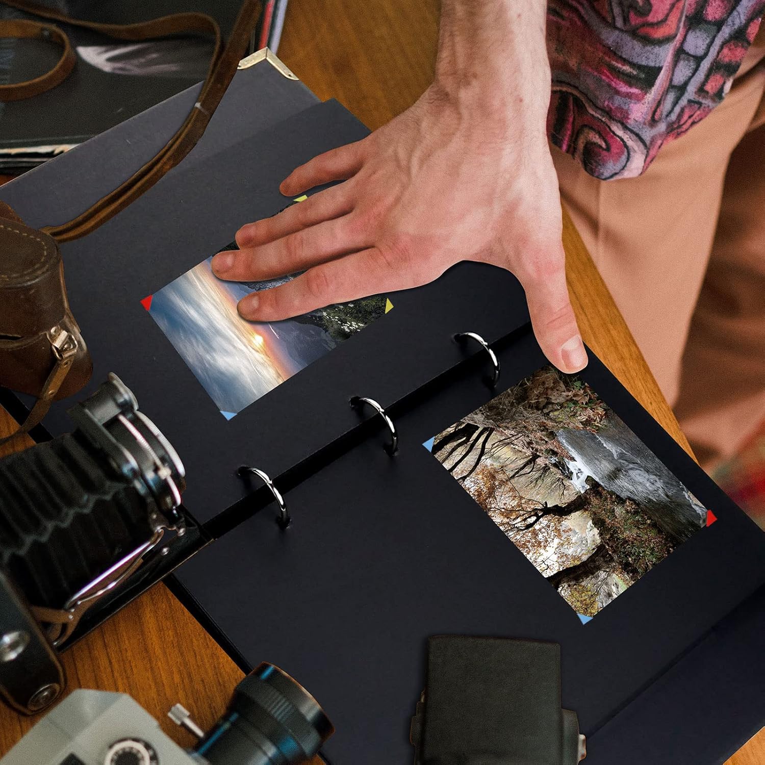 LELE LIFE Álbum de recortes – Álbum de fotos de tapa dura de 6 x 10 pulgadas, con 60 páginas de papel súper grueso de 12.35 ozm, carpeta de 3