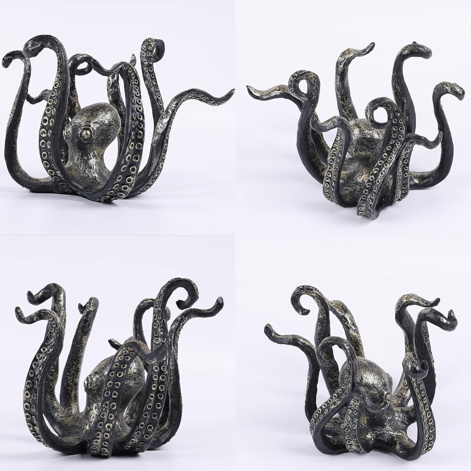 DOVDOV Portavasos de pulpo, soporte de taza de café de pulpo de resina, estatua de pulpo, decoración casera de bronce, accesorios de bar casero,