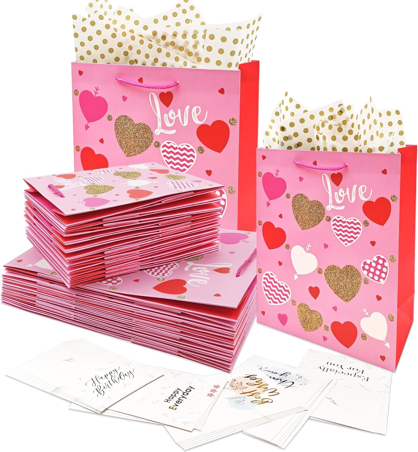 Paquete de 12 bolsas de regalo de varios tamaños, bolsa de regalo de cumpleaños con asas, bolsas de regalo de papel para cumpleaños, compras,