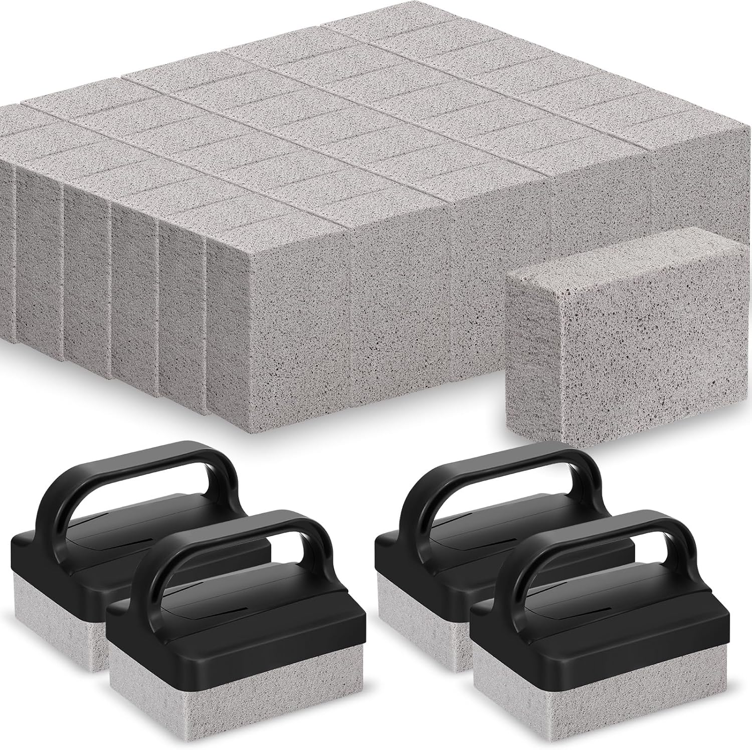 Kacctyen 36 piezas de ladrillos de limpieza de ladrillos de limpieza de parrilla con mango ladrillos para limpieza de parrilla superior plana