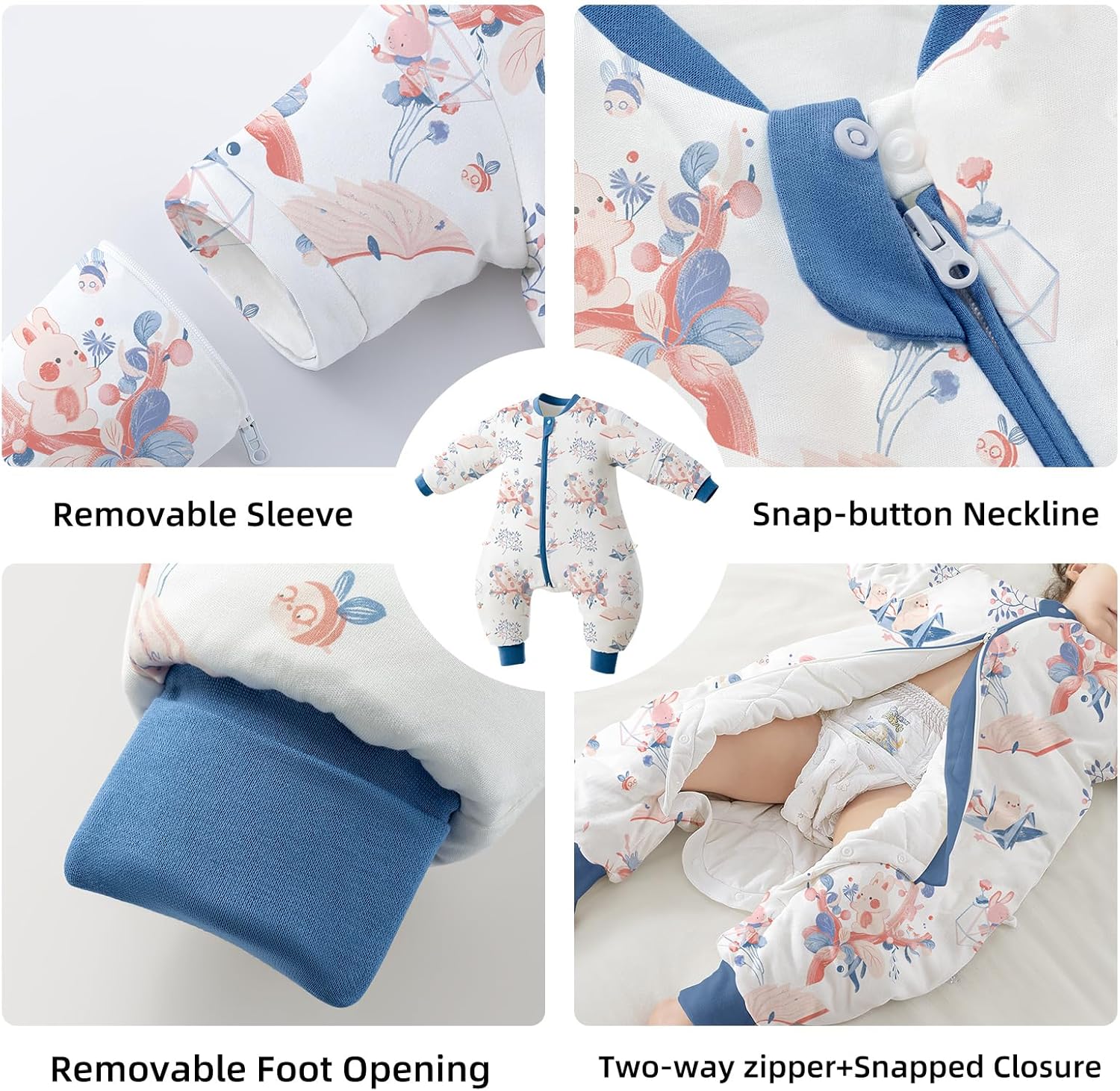 Saco de dormir ponderado Bebé 100% Algodón Pijama Unisex 1.0TOG