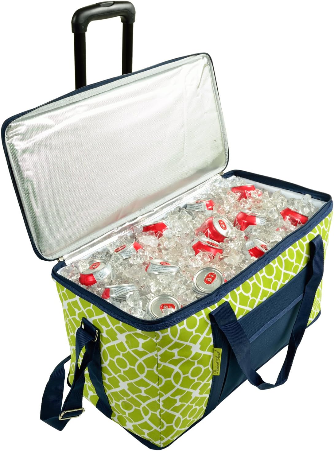 Picnic at Ascot Enfriador de viaje con ruedas, capacidad para 64 latas, enfriador plegable a prueba de fugas, diseñado y aprobado de calidad en los