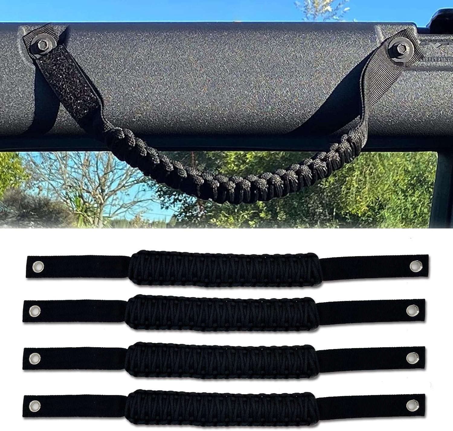 Medwoka Asas de agarre de barra antivuelco (negro)  Compatible con Ford Bronco 2021 2022 2023, mango de agarre de paracaídas, accesorios interiores
