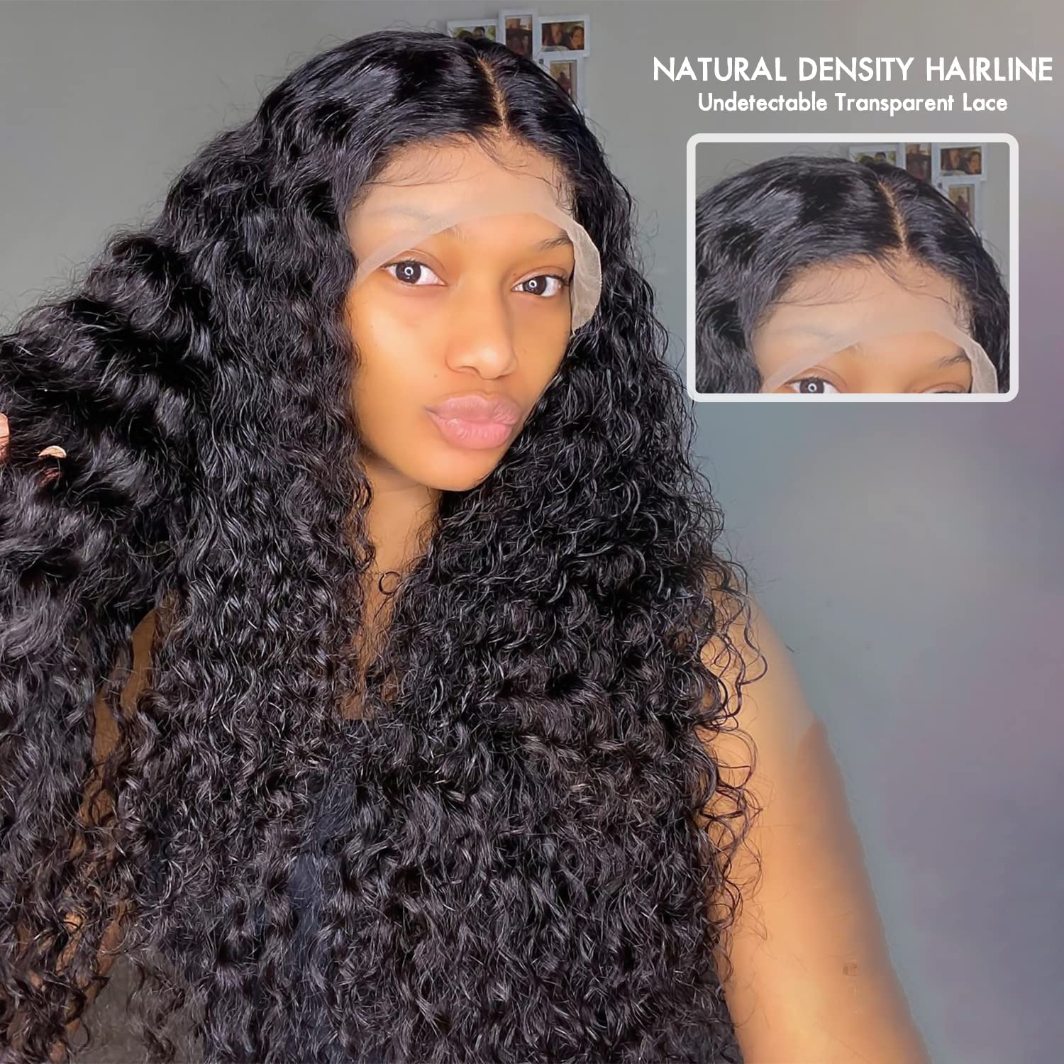 Brennas Pelucas de cabello humano rizado con encaje frontal para mujer, sin pegamento, con ondas profundas, pelucas de cabello humano prearrancado