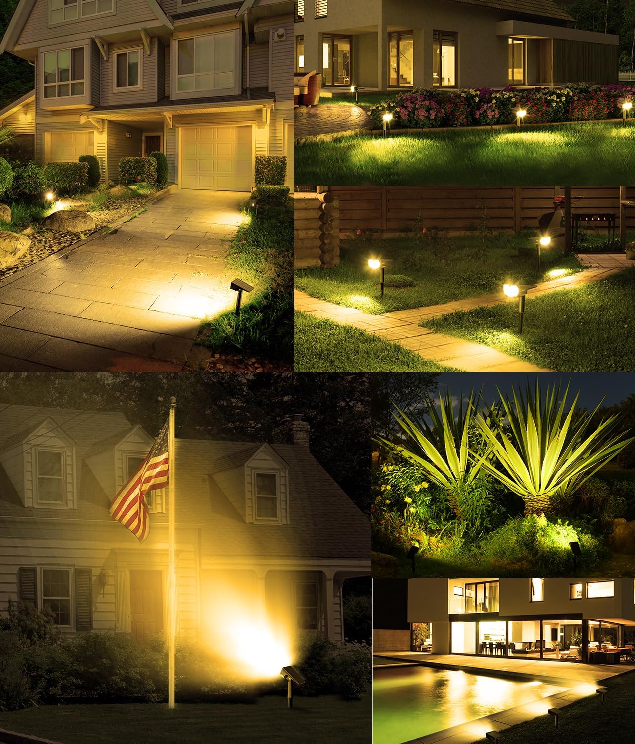 Airmee Luces solares para exteriores para exteriores, 700 lúmenes, luces de punto brillantes IP68 impermeables, 3 modos, luces solares de paisaje de