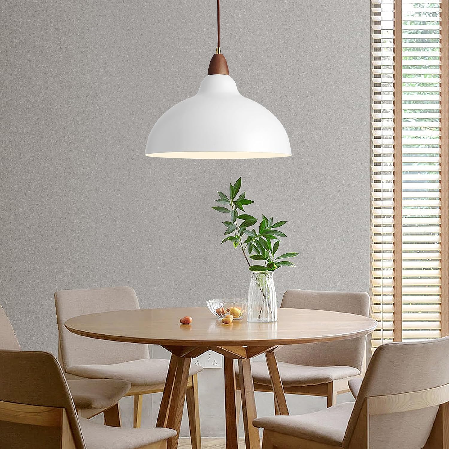 POLITAMP Lámpara colgante moderna de linterna, lámpara de araña con patrón de madera, lámpara colgante de techo para isla de cocina, comedor,