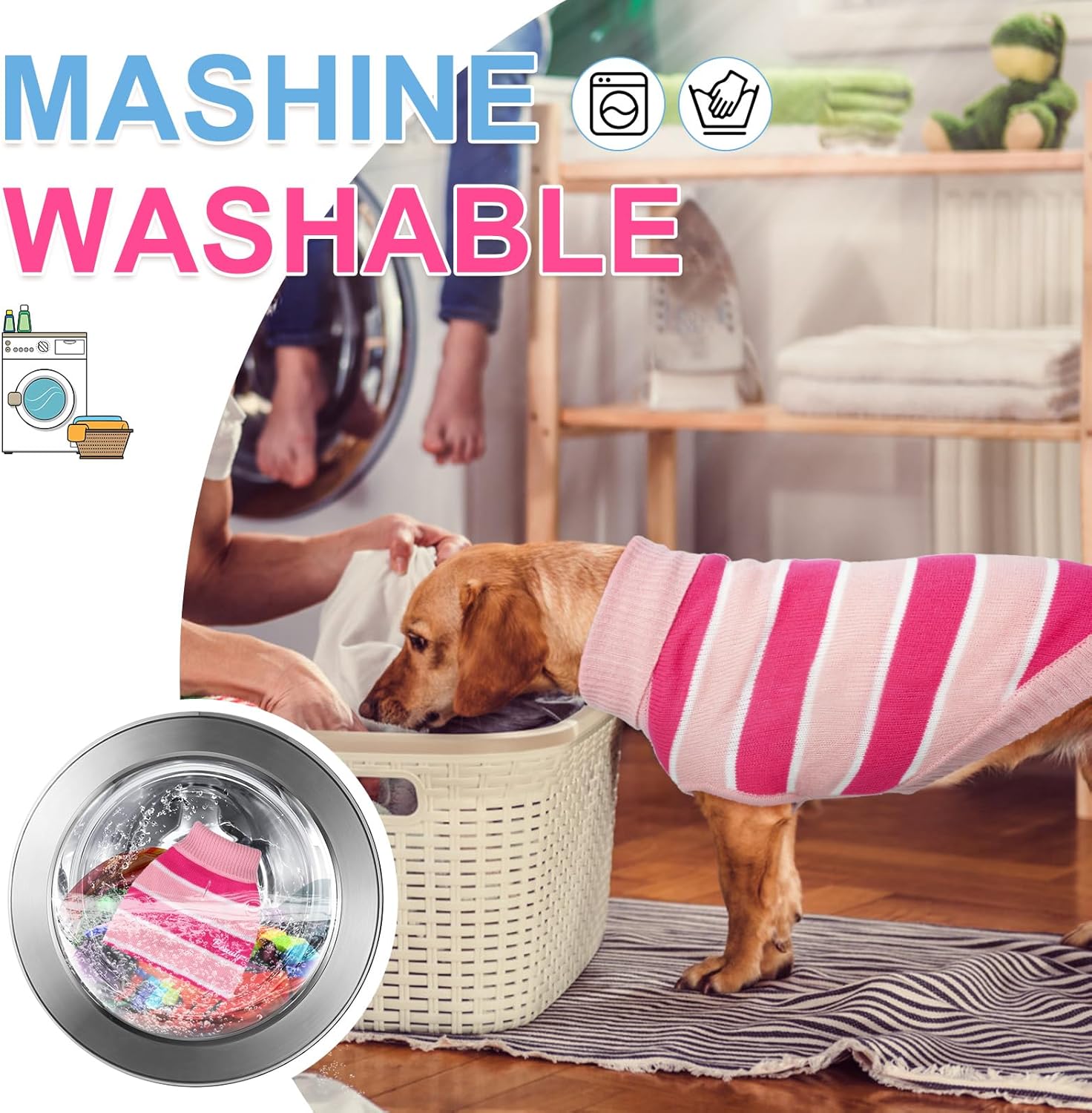 BEAUTYZOO Suéter para perros pequeños, suéteres a rayas para mascotas, ropa de perro de otoño e invierno, suéter de punto de cuello alto para perros