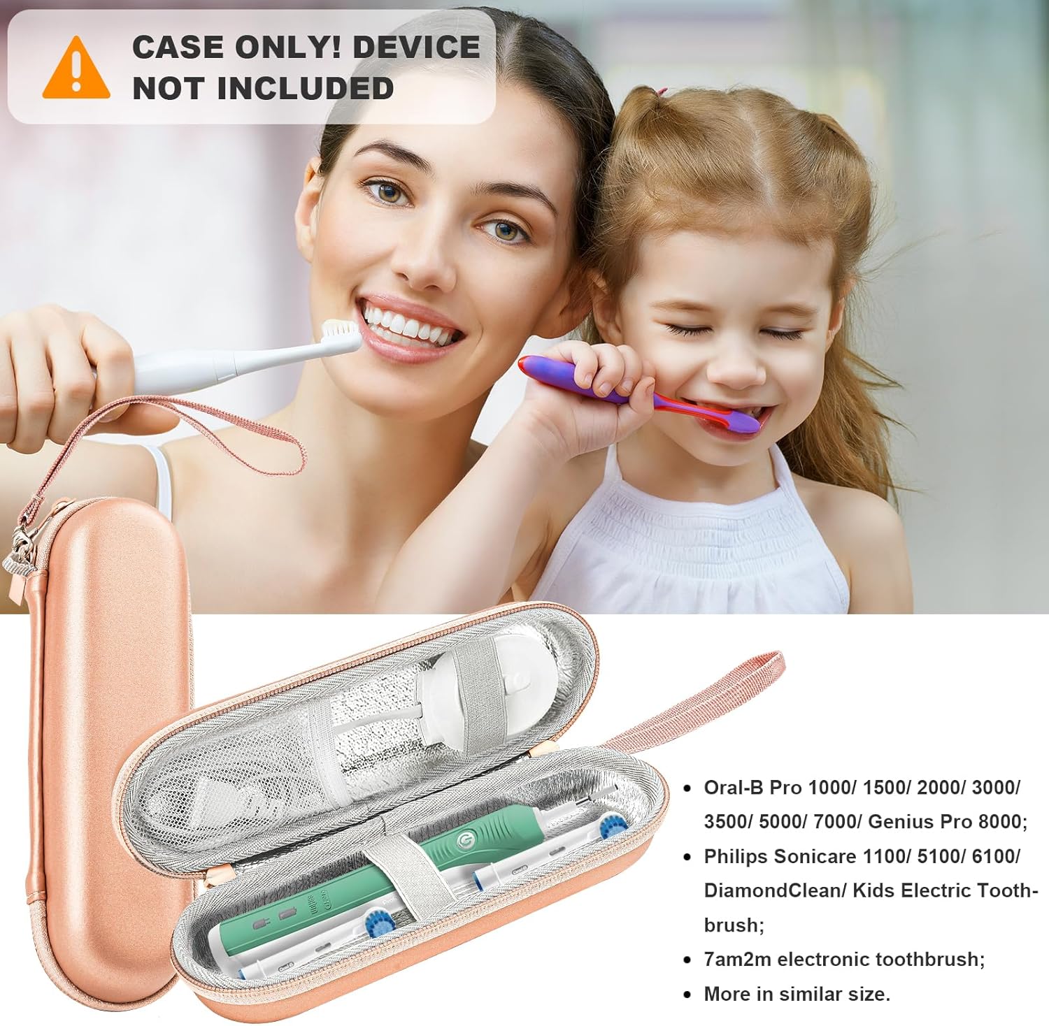 ProCase Funda rígida de viaje para cepillo de dientes eléctrico compatible con Oral-B Pro 1000 8000, Philips Sonicare 1100 5100 6100, bolsa de