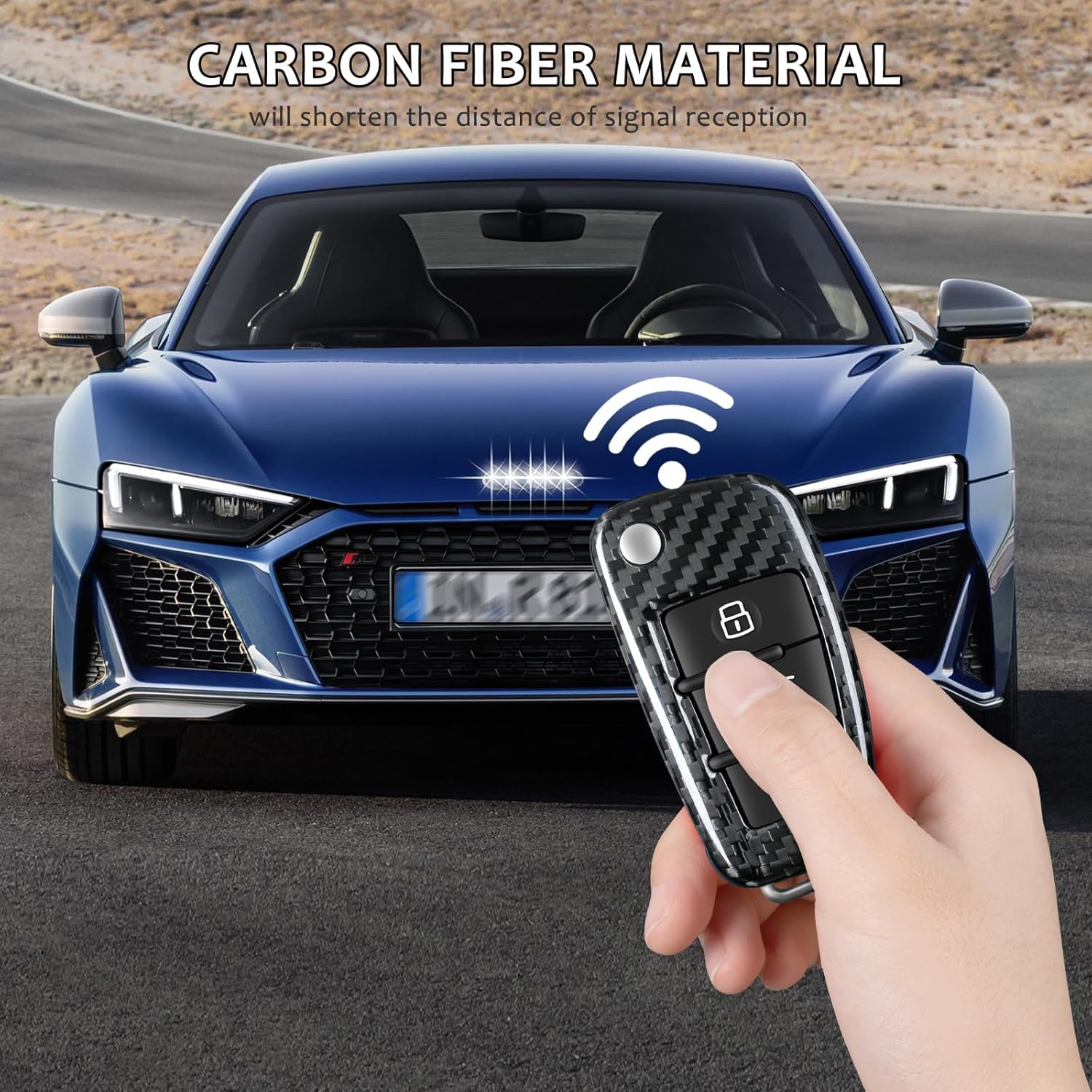 T-carbon – Funda de fibra de carbono real para llavero con cordón, funda protectora para llave T-carbon para Audi A1 A3 A4 A6 A8 Quattro Q2 Q7 R8