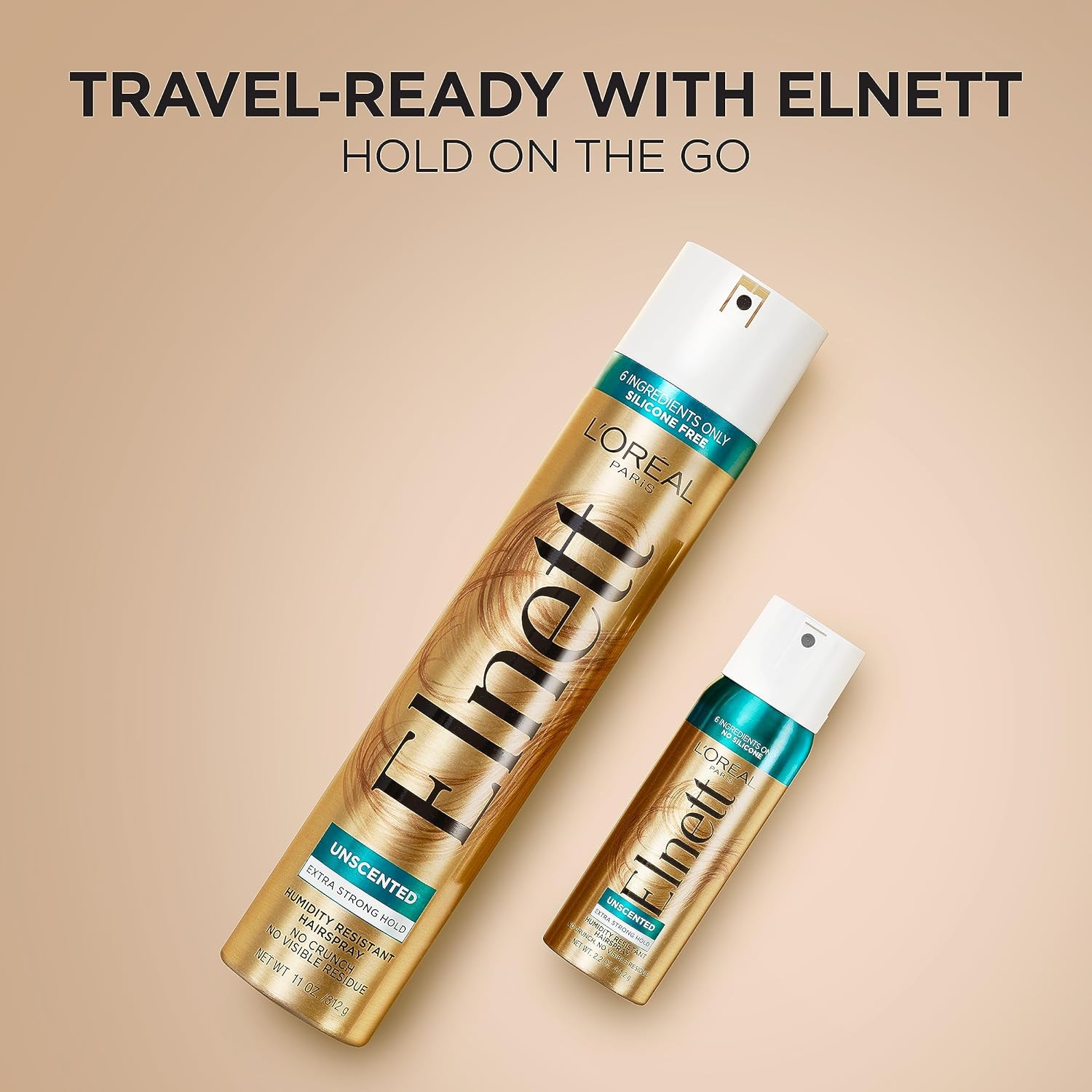L’Oreal Paris Elnett Hair Care Elnett Satin – Laca para el cabello de fijación extrafuerte, sin perfume, larga duración + resistente a la humedad,