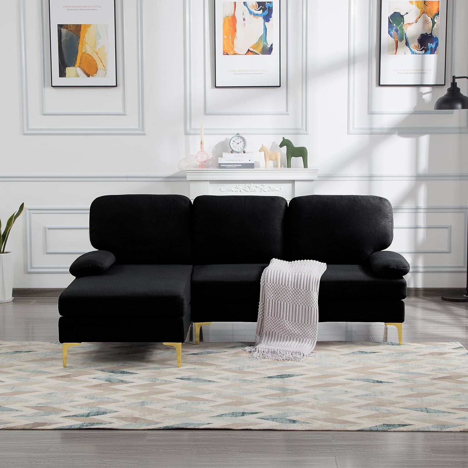 Sofá modular tapizado para el hogar, apartamento, dormitorio, habitación extra, espacios compactos con diván orientado a la izquierda, 3 asientos,
