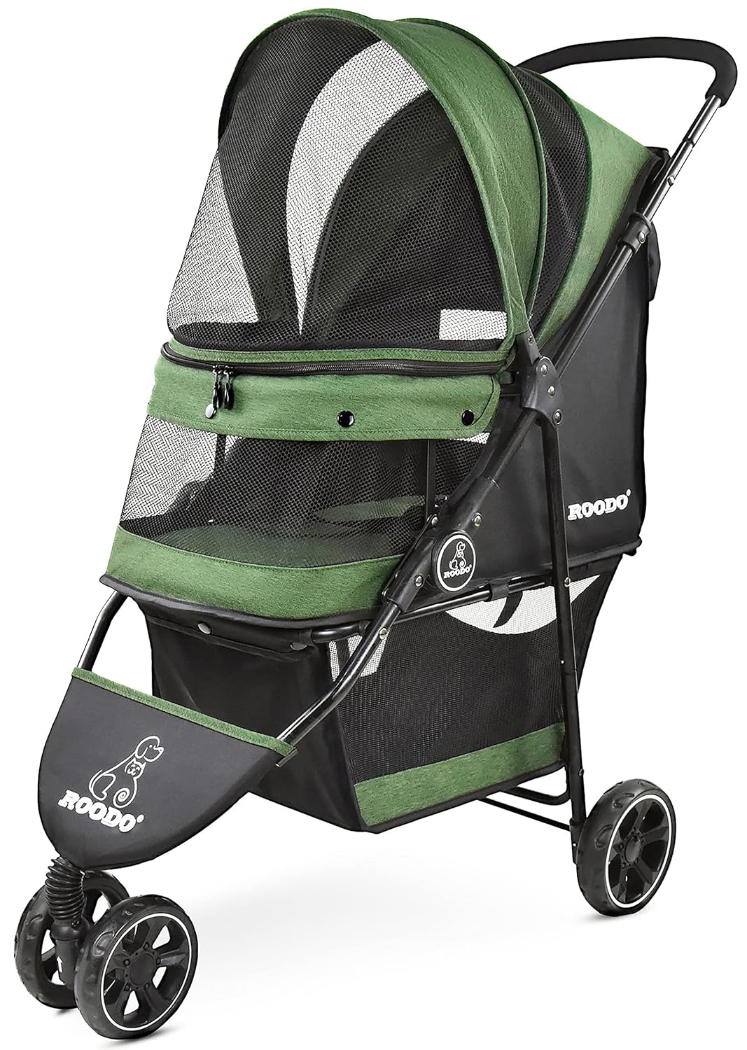 ROODO Cochecito para perros de 3 ruedas, cochecito para mascotas, ligero, plegable, portátil, compacto, equipo para mascotas, cachorro, viaje,