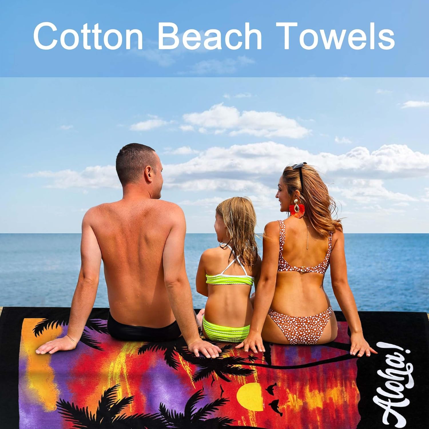 VOOVA & MOVAS Paquete de 2 toallas de playa, 33 x 65 pulgadas, 100% algodón, toallas de piscina ligeras para hombres y mujeres, toallas de natación