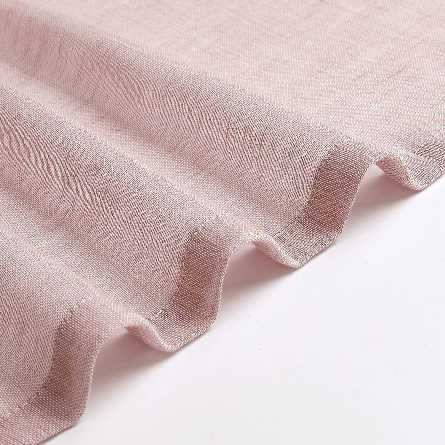 SELETEX – Cortinas traslúcidas de lino natural color rosa rubor para sala de estar, elegantes cortinas lisas para ventana que filtran la luz,