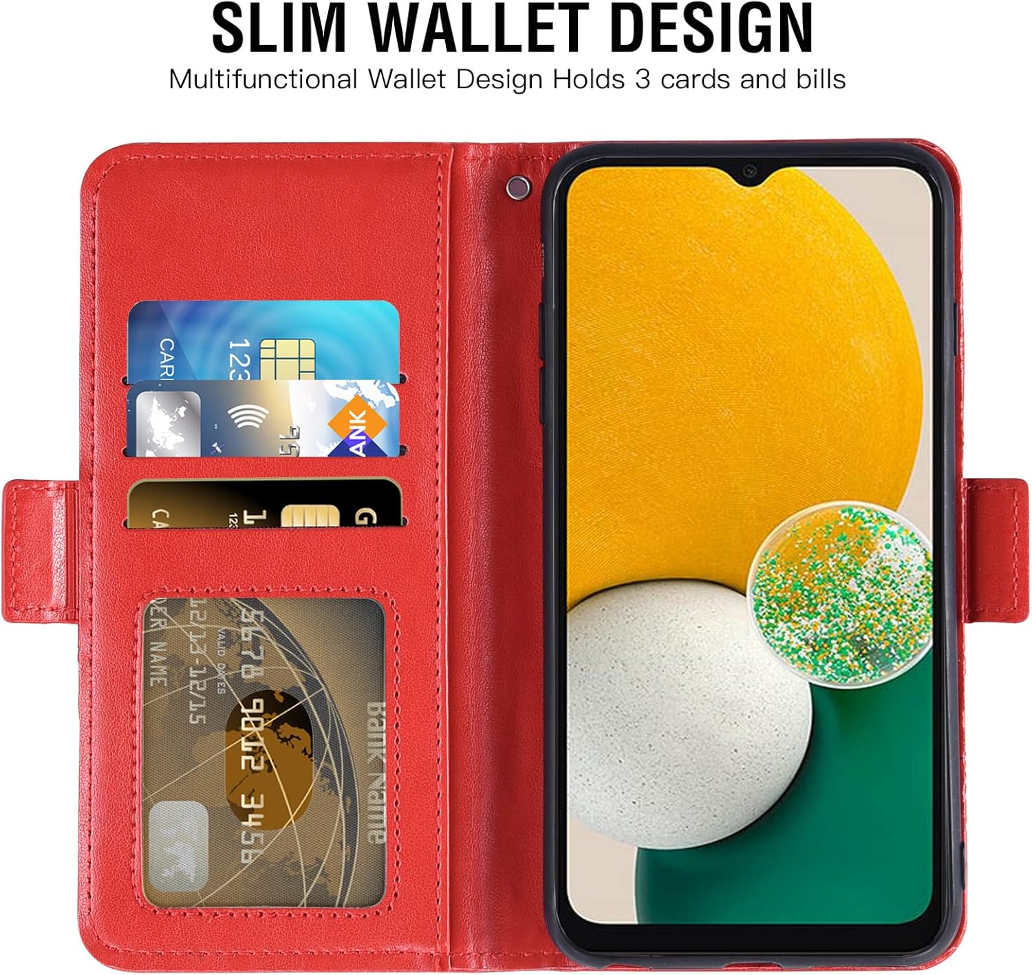 Asuwish Compatible con Samsung Galaxy A13 5G – Funda tipo cartera y protector de pantalla de vidrio templado, soporte para tarjeta de crédito,