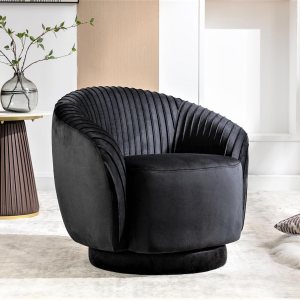 Modern Barrel – Silla giratoria con tapicería de terciopelo de felpa y rotación suave de 360, sofá de un asiento redondo para sala de estar, Modern Barrel – Silla giratoria con tapicería de terciopelo de felpa y rotación suave de 360, sofá de un asiento redondo para sala de estar,