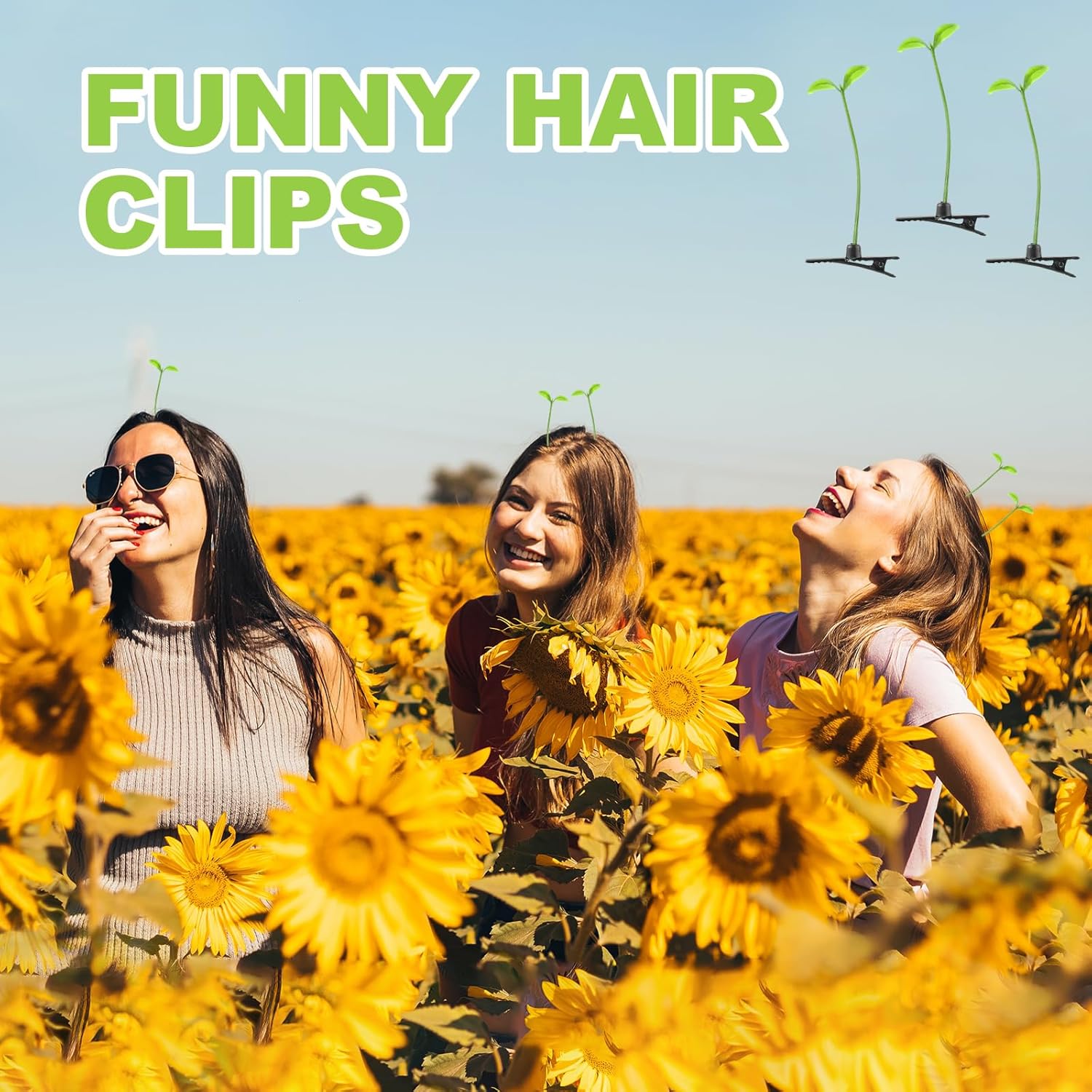 100 pinzas para el cabello de brotes de frijoles, lindas pinzas para el cabello de plantas, horquilla divertida, pasador de hierba, accesorios para