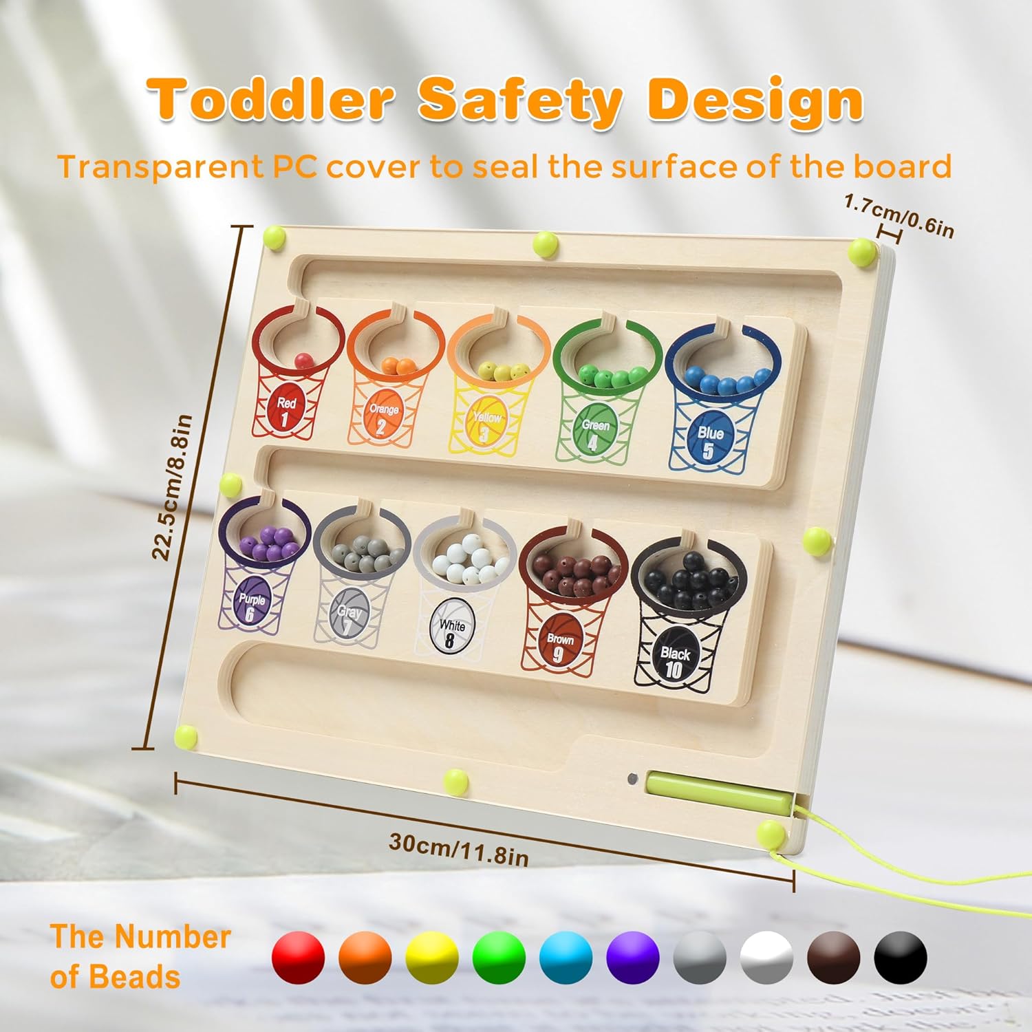 BIU Juguetes Montessori con números de color magnéticos, rompecabezas de madera con imán de madera, juegos de mesa, juguetes de conteo,