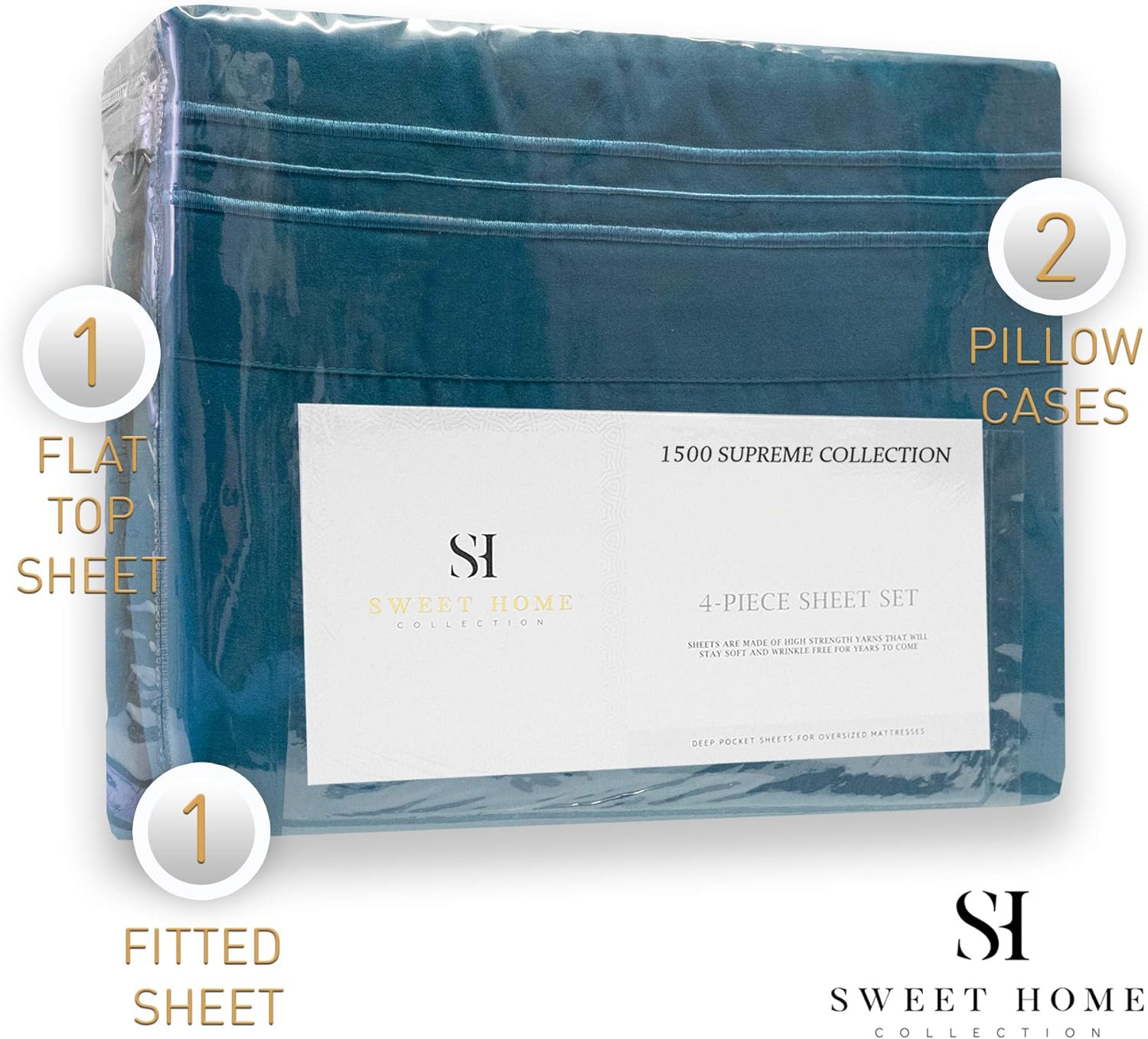 1500 Supreme Collection – Juego de sábanas, juego de sábanas de alta calidad con tela de sensación de durazno, de lujo, desde 2012, ropa de cama