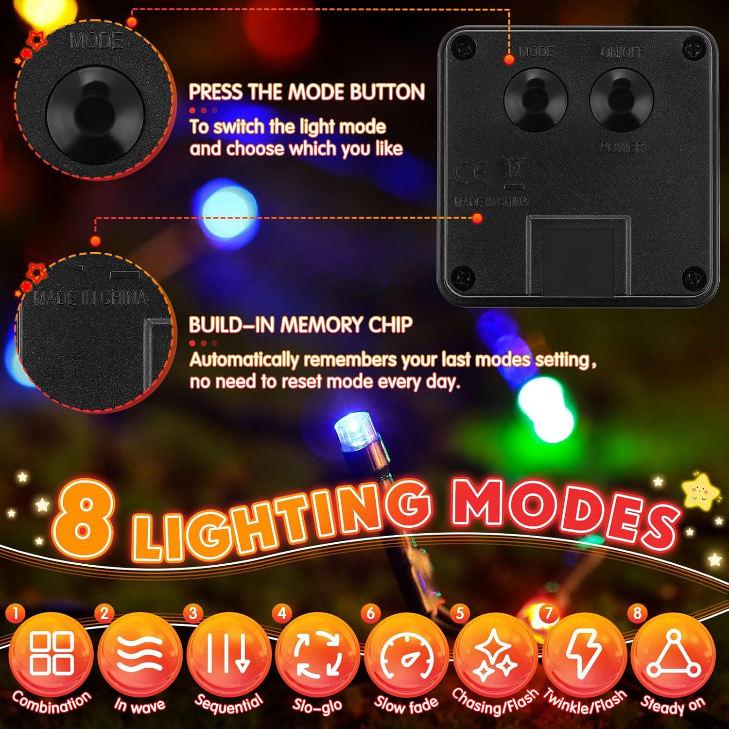 12 tiras de luces solares para exteriores, impermeables, cada una de 56 pies, 150 luces LED solares de Navidad con 8 modos y función de memoria,