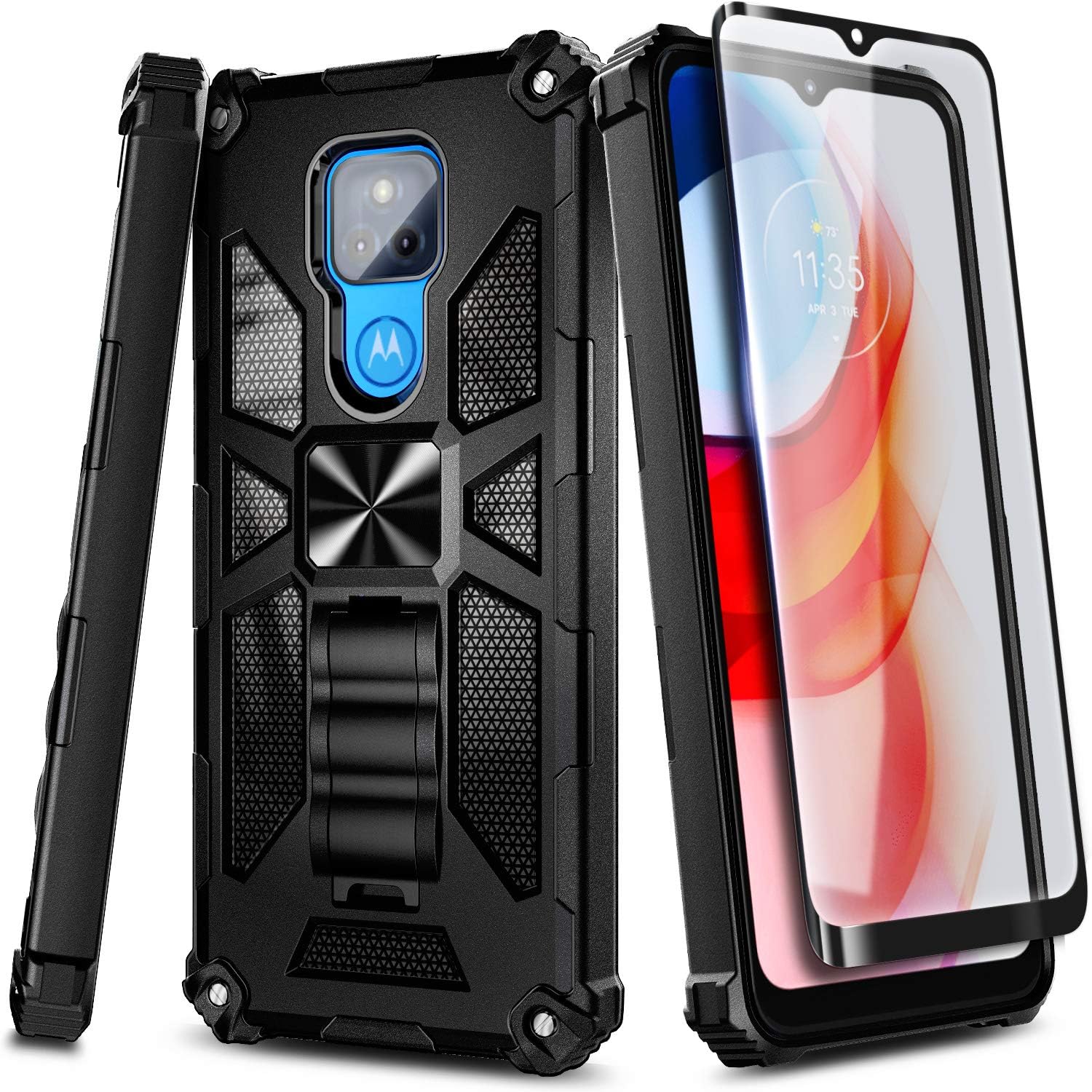 NZND Funda para Moto G Play 2021 con protector de pantalla de vidrio templado (cobertura máxima), protección de cuerpo completo a prueba de golpes