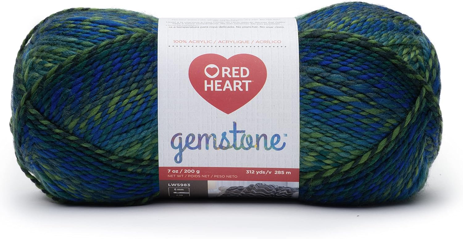 Red Heart Hilo de esmeralda de piedras preciosas  Paquete de 3 unidades de 7 onzas  Acrílico  5 voluminosos  312 yardas  Tejido, ganchillo y