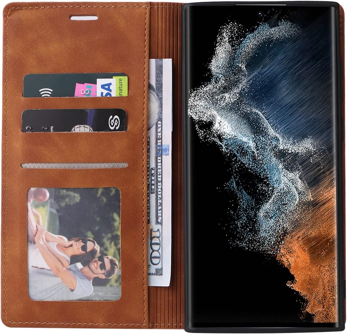 ZZXX Funda tipo cartera para Samsung Galaxy A13 5G con bloqueo RFID, ranura para tarjetas, función atril, magnética, de piel suave, para Samsung