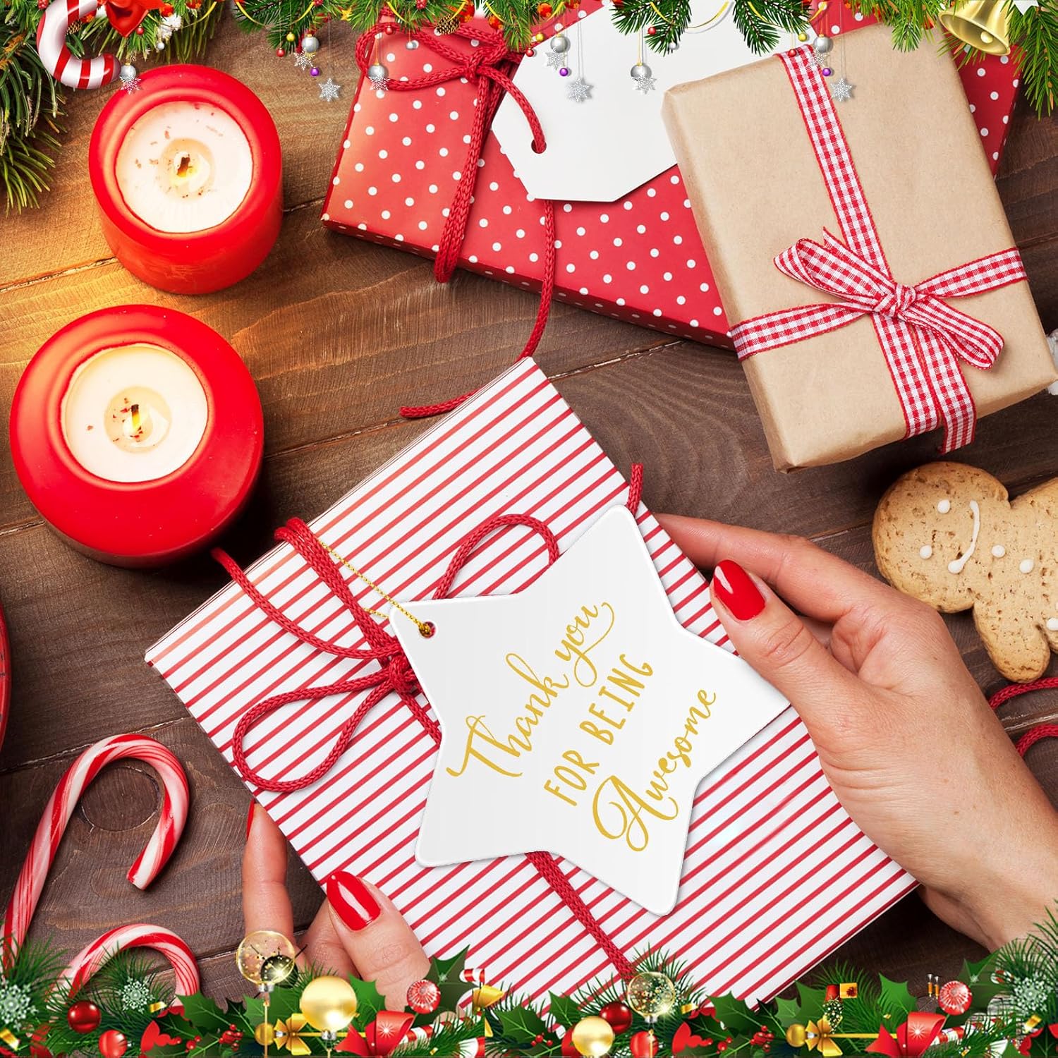 40 piezas de regalos de agradecimiento, adornos de cerámica de Navidad, regalos inspiradores, placa colgante en forma de estrella, recuerdo para