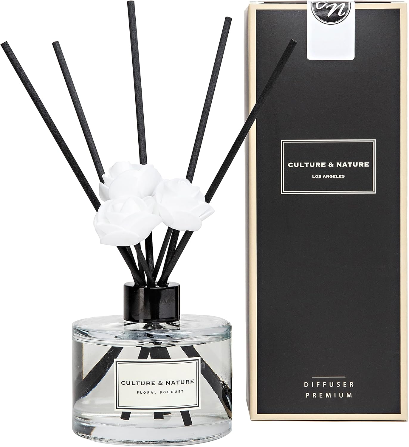 CULTURE & NATURE Difusor de varillas de 6.7 oz (6.8 fl oz), juego de difusor de varillas perfumadas con ramo floral