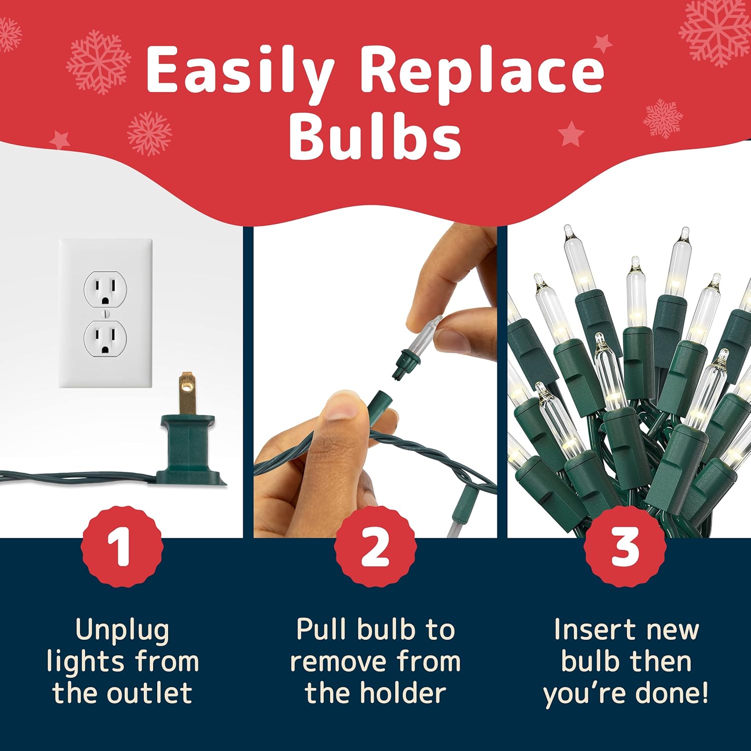 PREXTEX Luces de Navidad (40 pies, 200 luces), luces blancas transparentes para árbol de Navidad con cable verde, tira de luces para interiores y