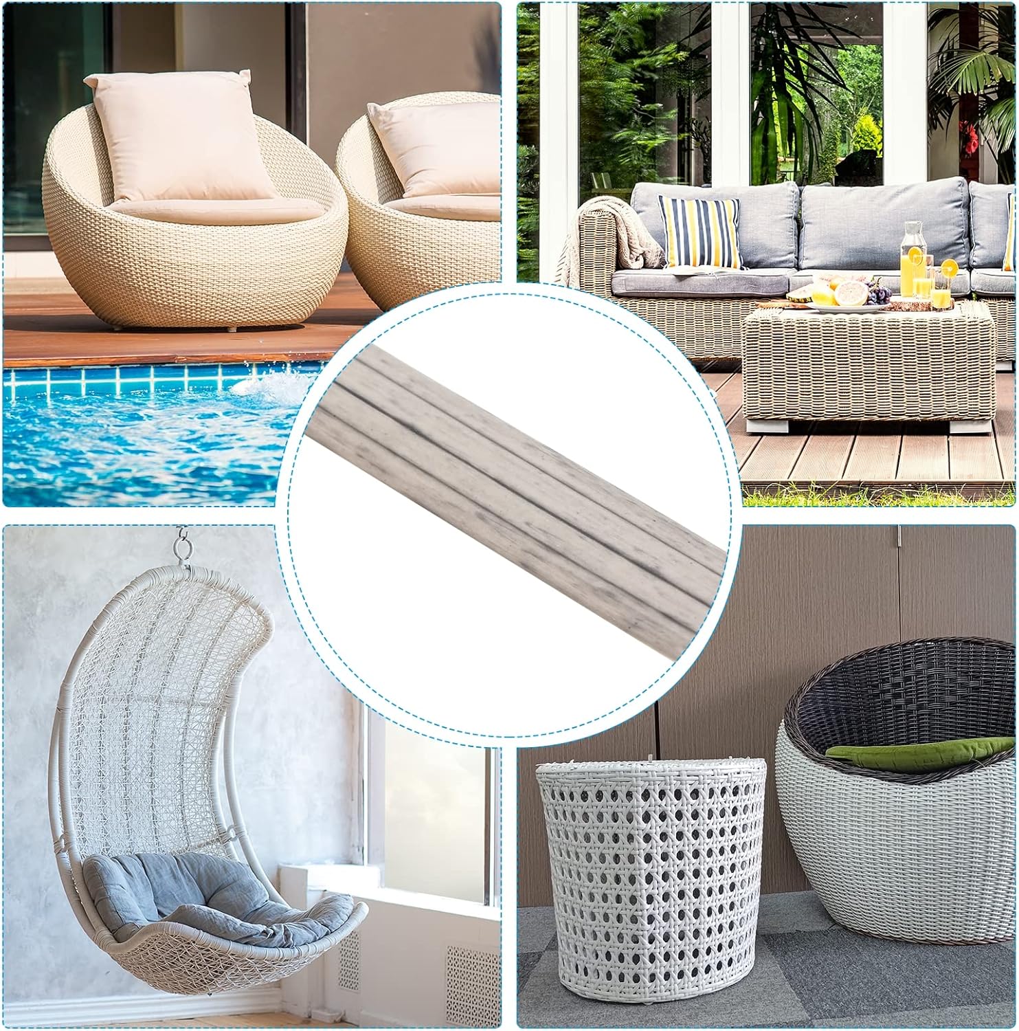 PATIKIL Kit de reparación de mimbre, 30m98ft PE Rattan Reparación DIY Set para Fijación de Mimbre Muebles de Patio Reparación de Muebles, Amarillo