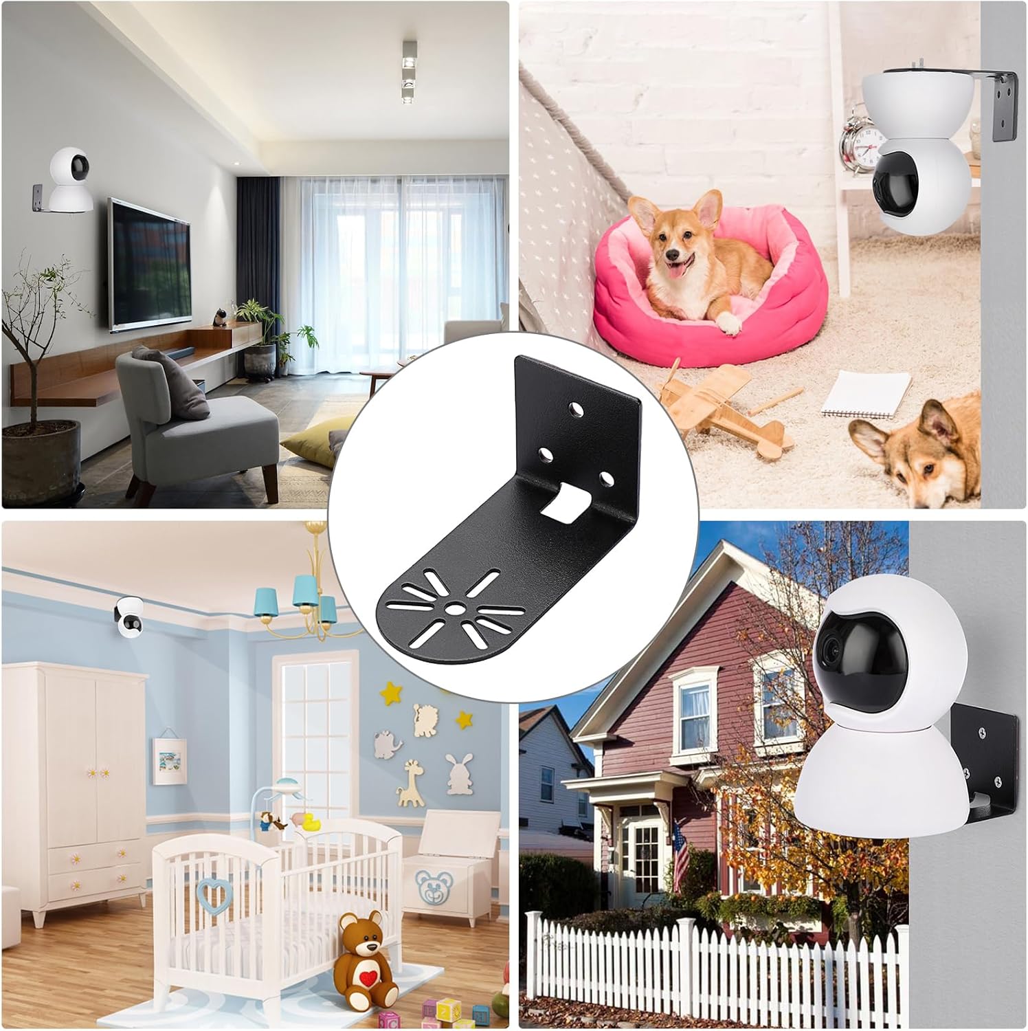 Sumnacon Estante de pared para cámara, 3 piezas, estante de pared pequeño de metal con adhesivo, estante flotante pequeño universal para cámaras de