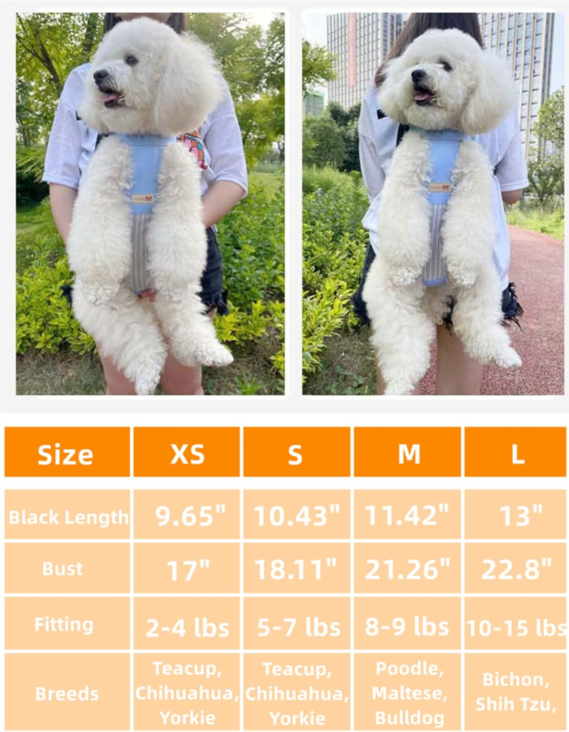 Clopon Mochila transportadora para perros pequeños, bolsas Yorkie para perros franceses, bolsas para viajar para cachorros (M, 6-9 libras), B)