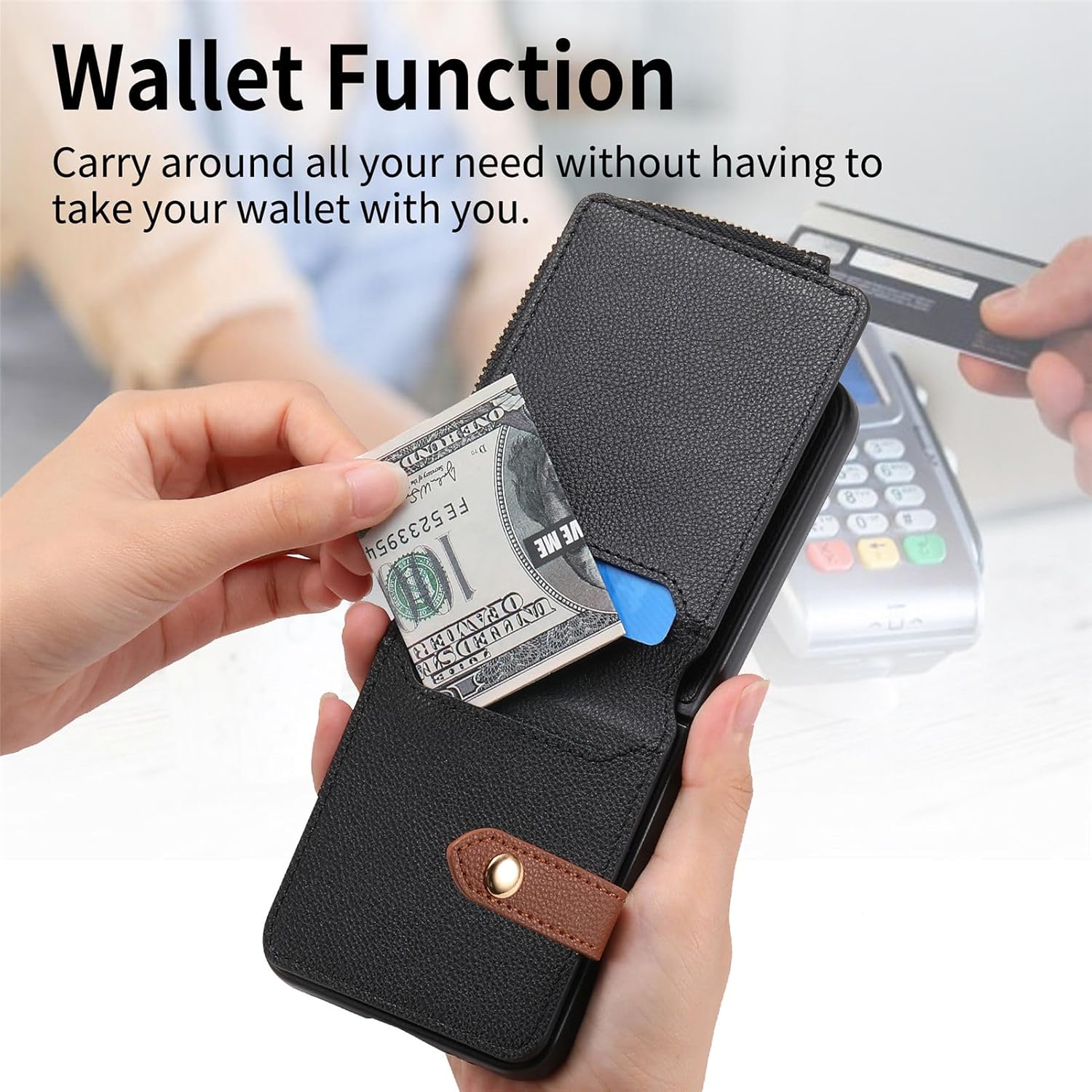 Asuwish Compatible con Samsung Galaxy Z Flip 4 5G 2022 – Funda tipo cartera y ranura para tarjetas, anillo con cierre magnético, a prueba de golpes,