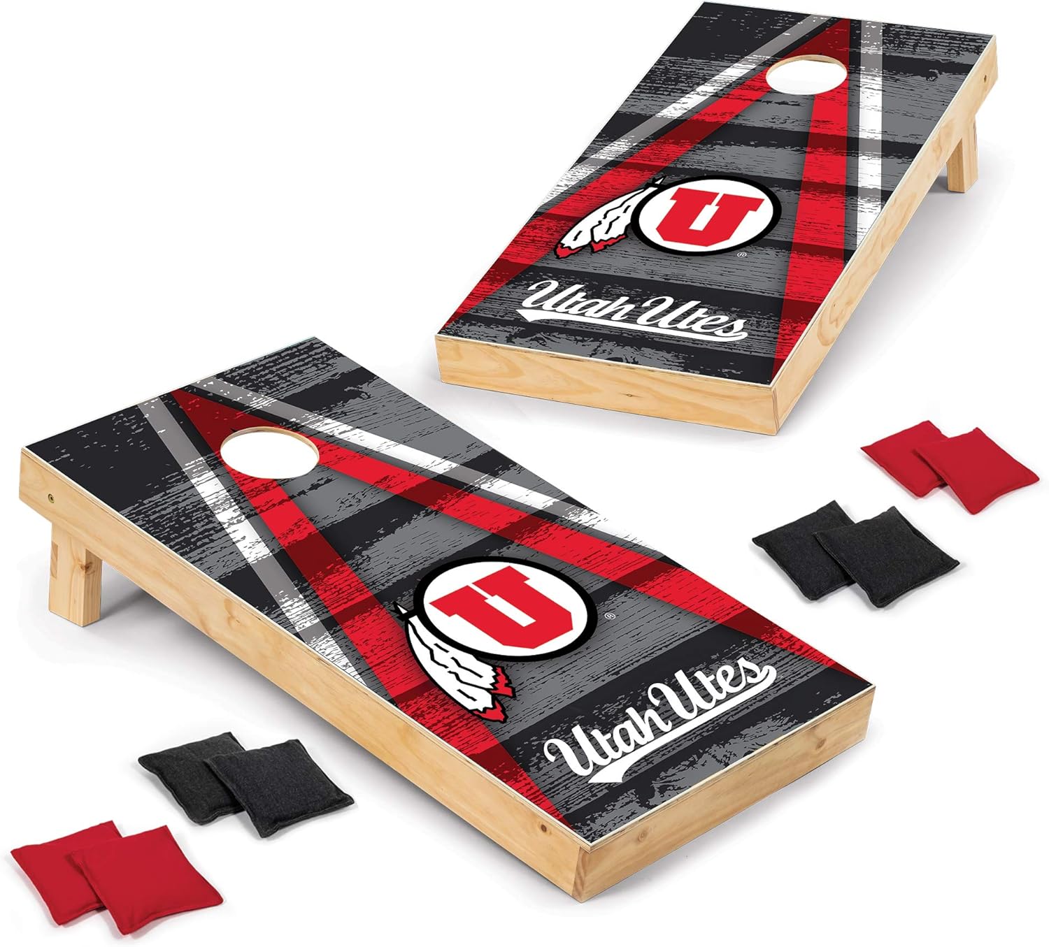 Wild Sports Juego de cornhole de madera de 2 x 4 pies, estampado directo, Utah Utes, perfecto para patio trasero, playa, parque, portones traseros,