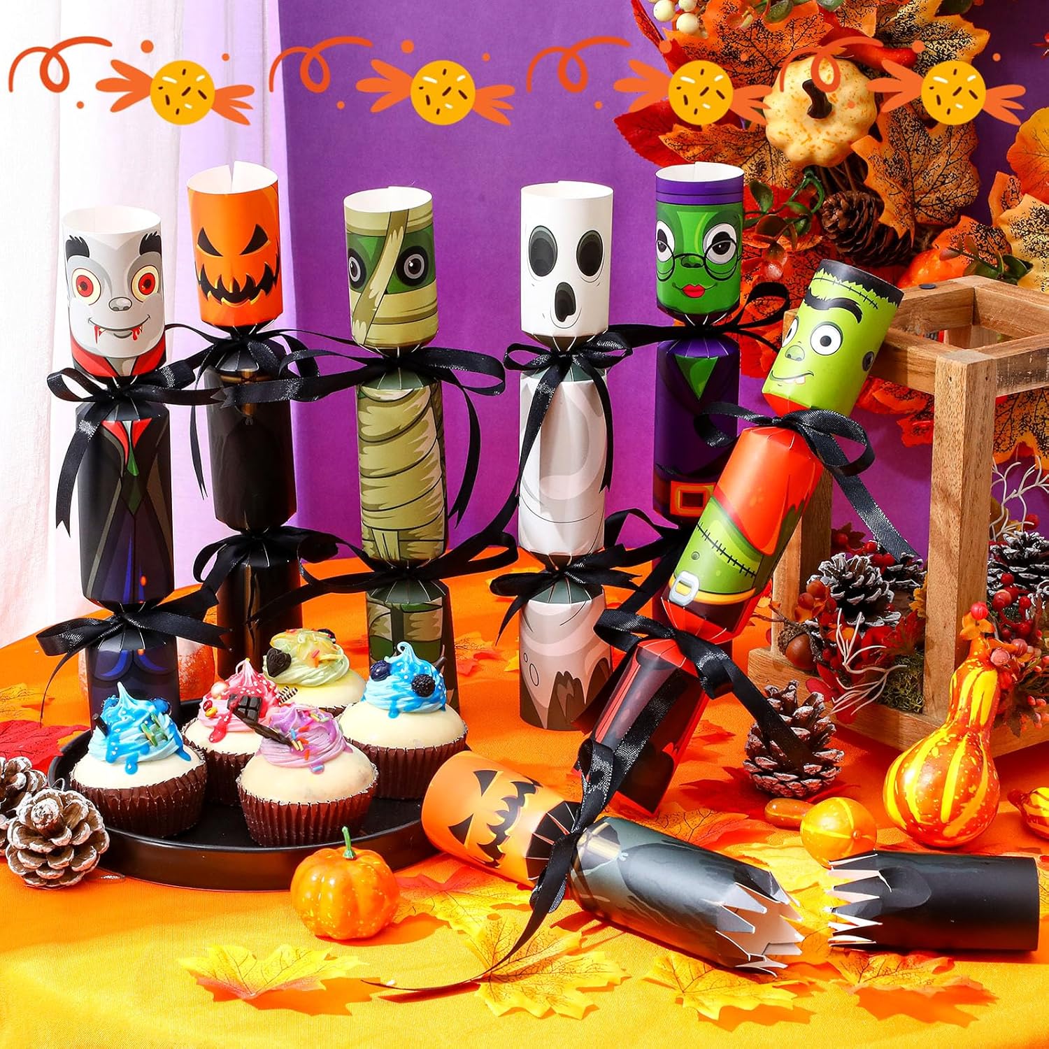 24 paquetes de galletas de Halloween sin broches de fiesta de Halloween, cajas de dulces a granel para Halloween, cajas de dulces para Halloween,