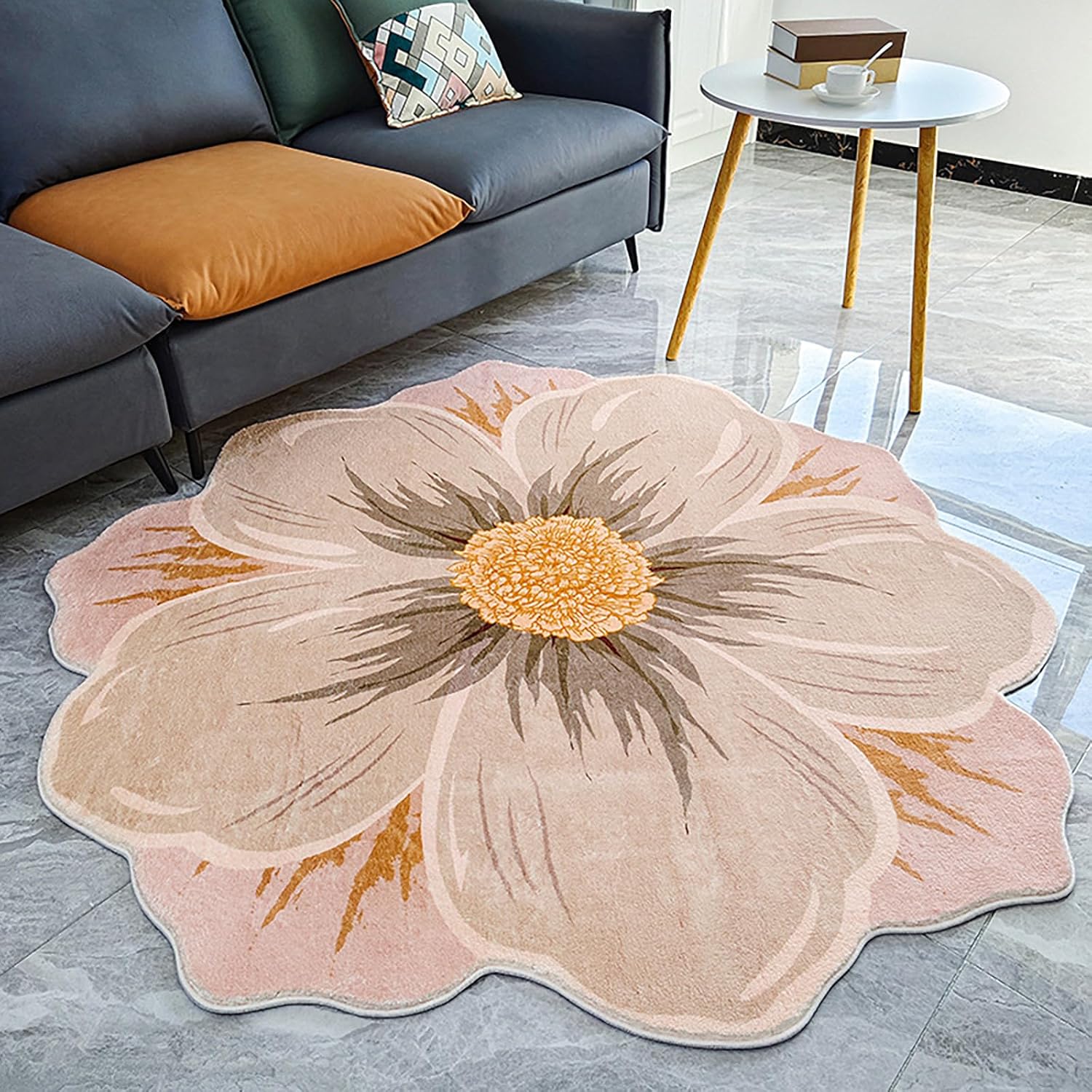 Alfombra con forma de flor para dormitorio, cocina, baño, entrada, habitación de los niños, alfombra antideslizante para baño, alfombra de baño